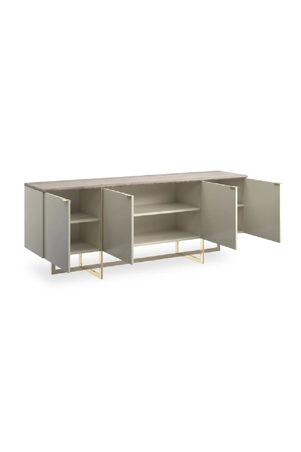 Luxury Cream Stone 4-Door Sideboard European Style for Villa