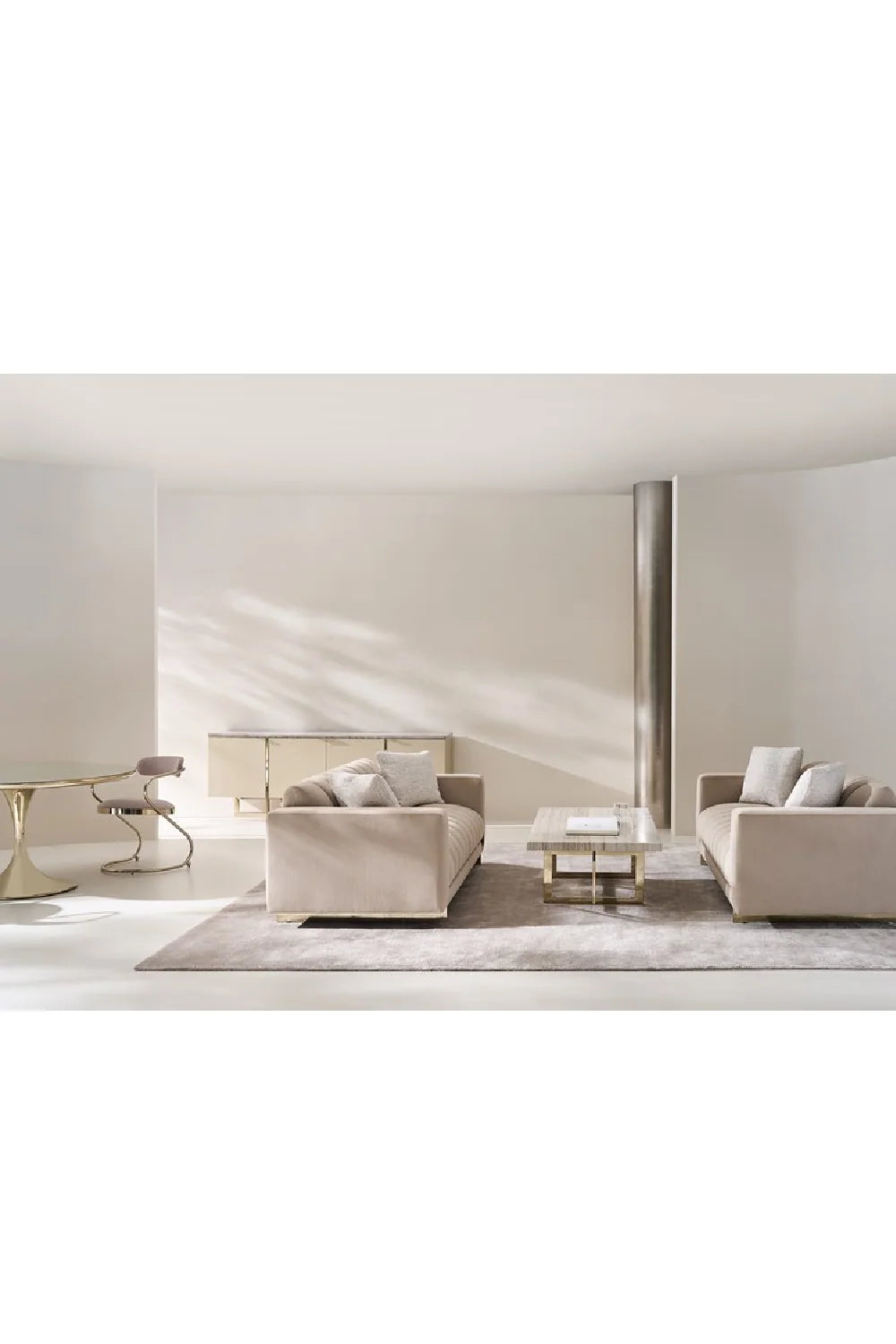 Luxury Cream Stone 4-Door Sideboard European Style for Villa