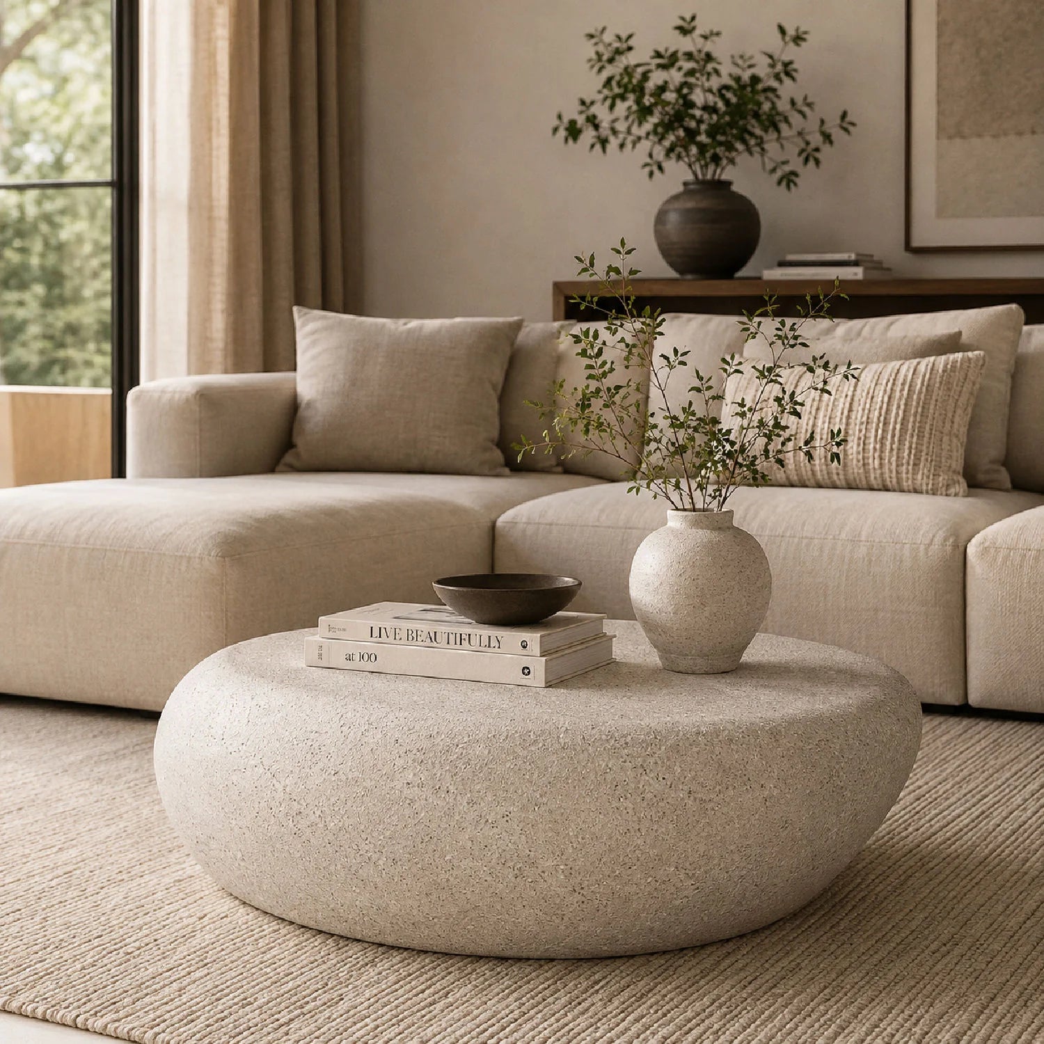 Luxury Cream White Elliptical Coffee Table Modern Italian Style for Villa