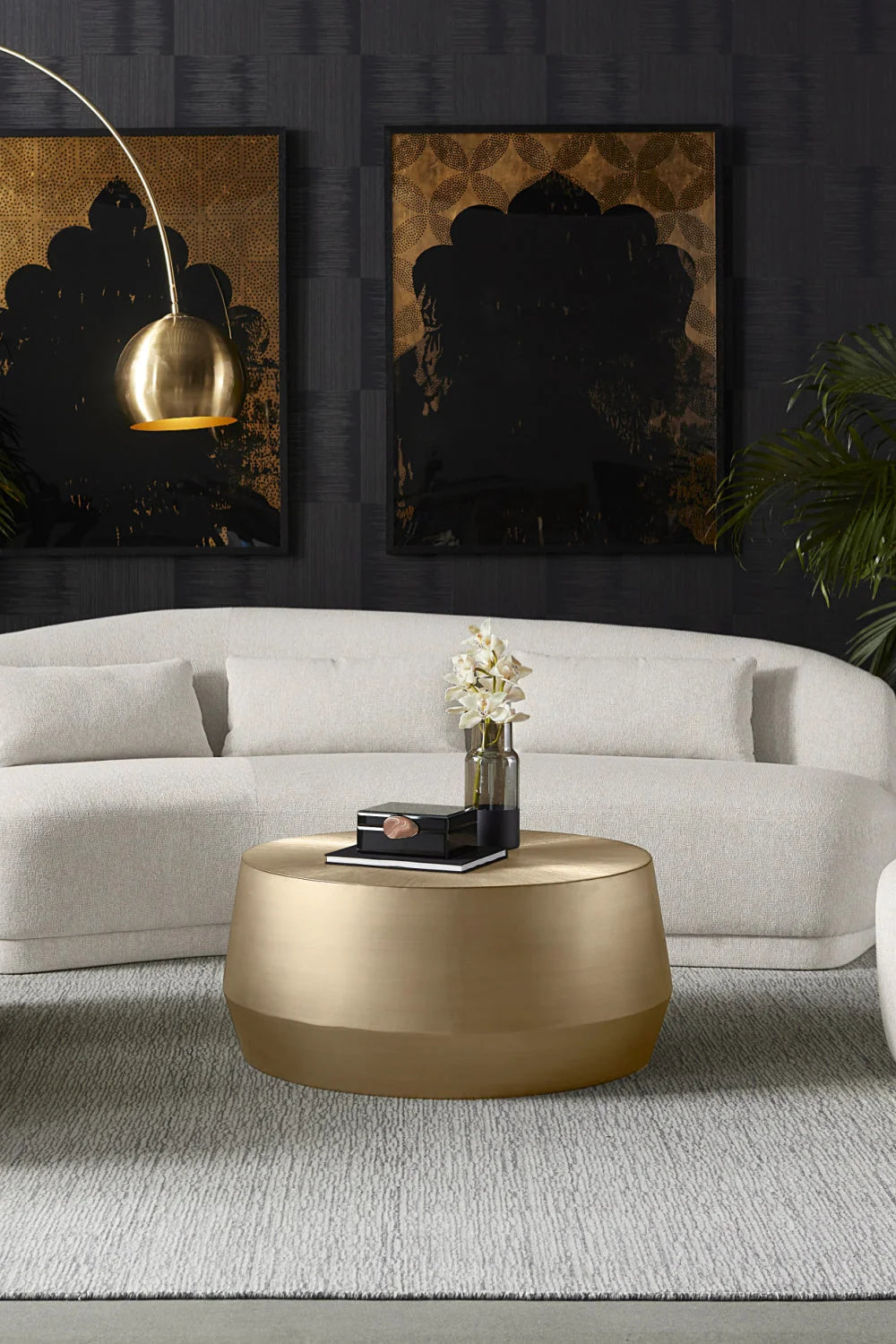 Luxury Creed Etched Aluminium Coffee Table Modern Italian Style for Villa