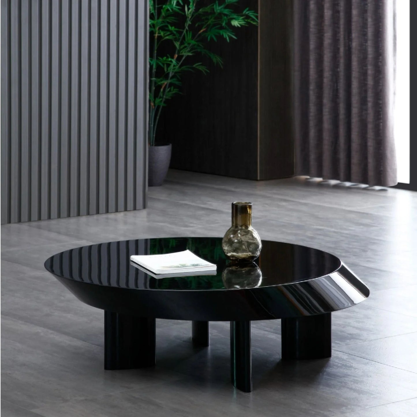 Luxury CT106 Black Round Coffee Table Modern Italian Style for Villa