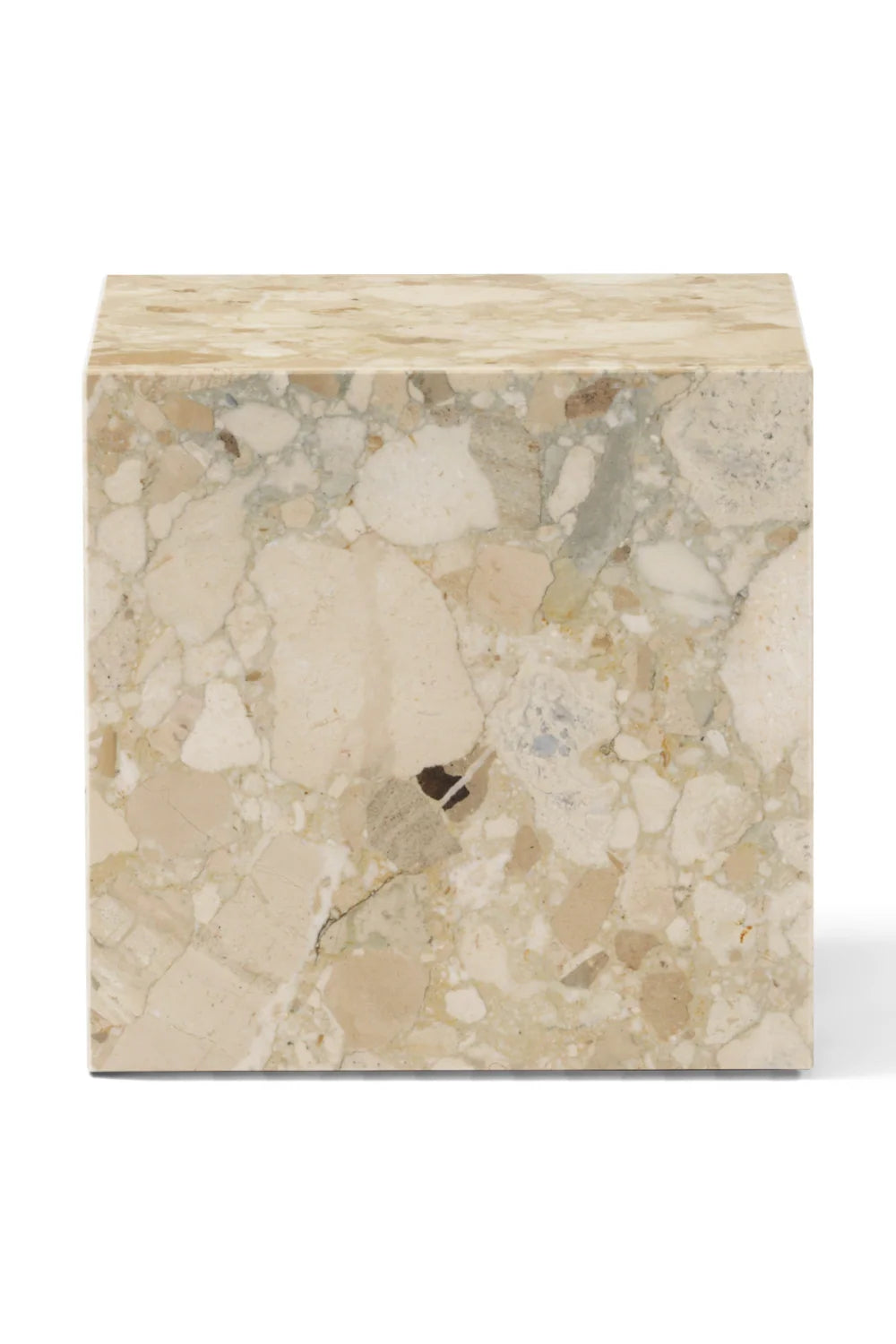 Luxury Cubic Marble Plinth Side Table Modern Italian Style for Villa