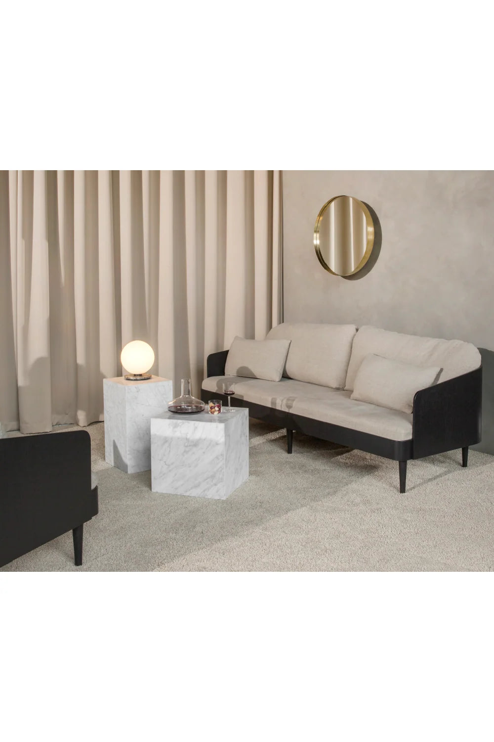 Luxury Cubic Marble Plinth Side Table Modern Italian Style for Villa