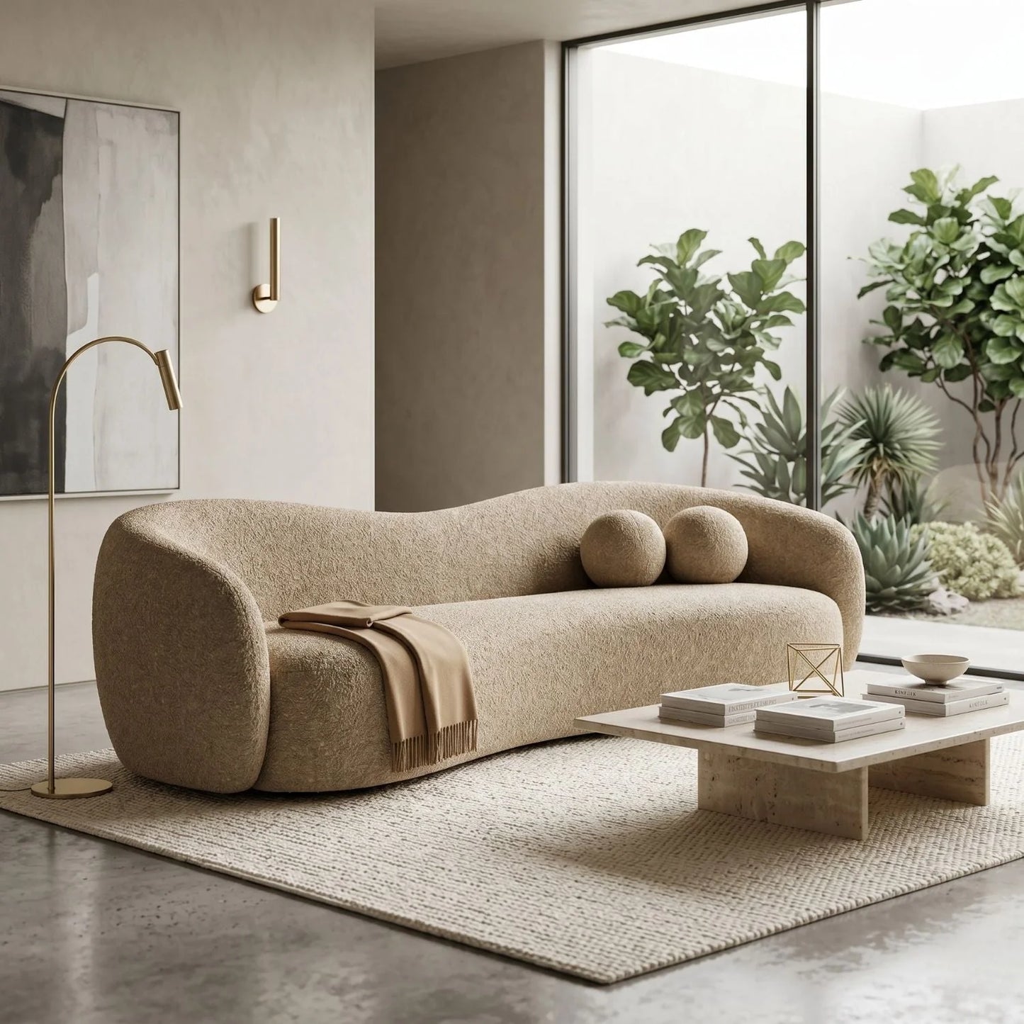 Luxury Curved 3-Seater Sofa Modern Italian Style for Villa