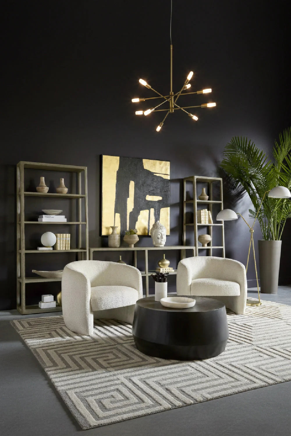 Luxury Curved Back Accent Chair European Style for Villa