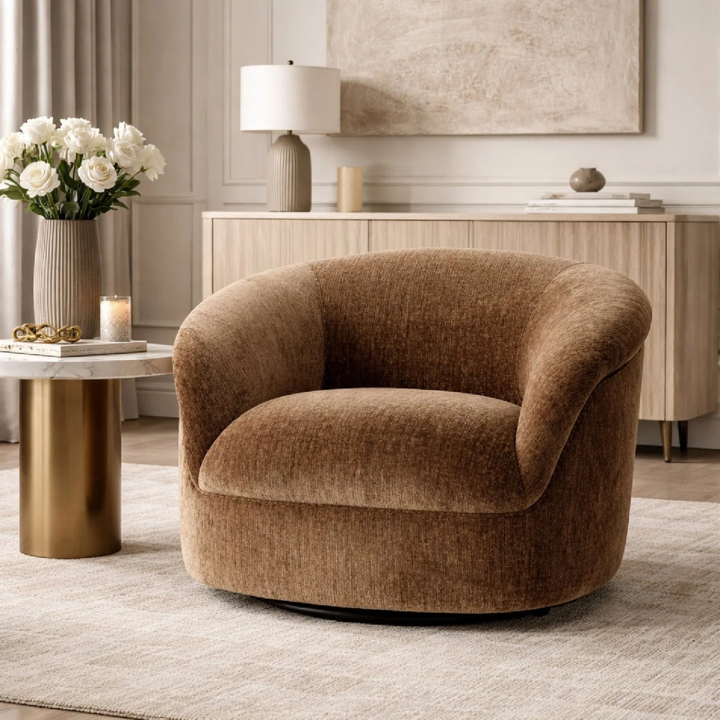 Luxury Curved Back Accent Chair European Style for Villa