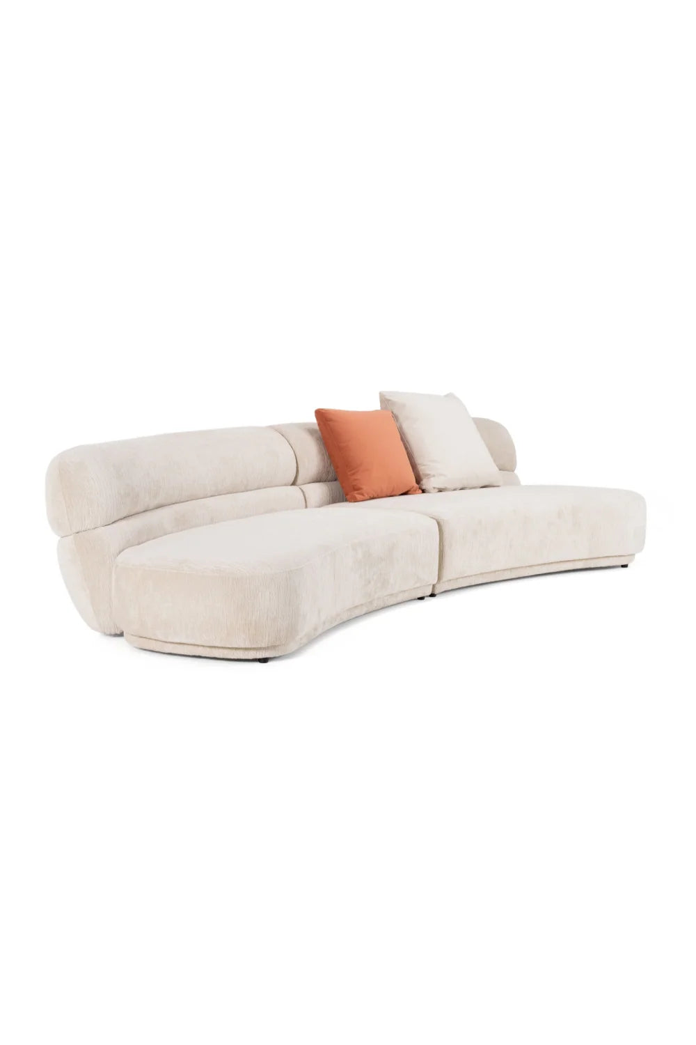 Luxury Curved Beige Fabric Sectional Sofa Modern Italian Style for Villa