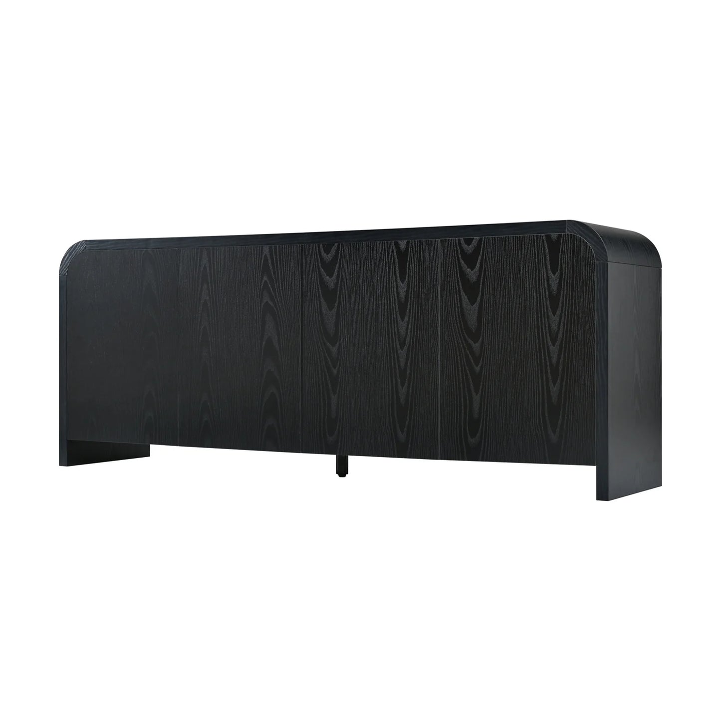Luxury Curved Black Wood TV Stand Modern Italian Style for Villa