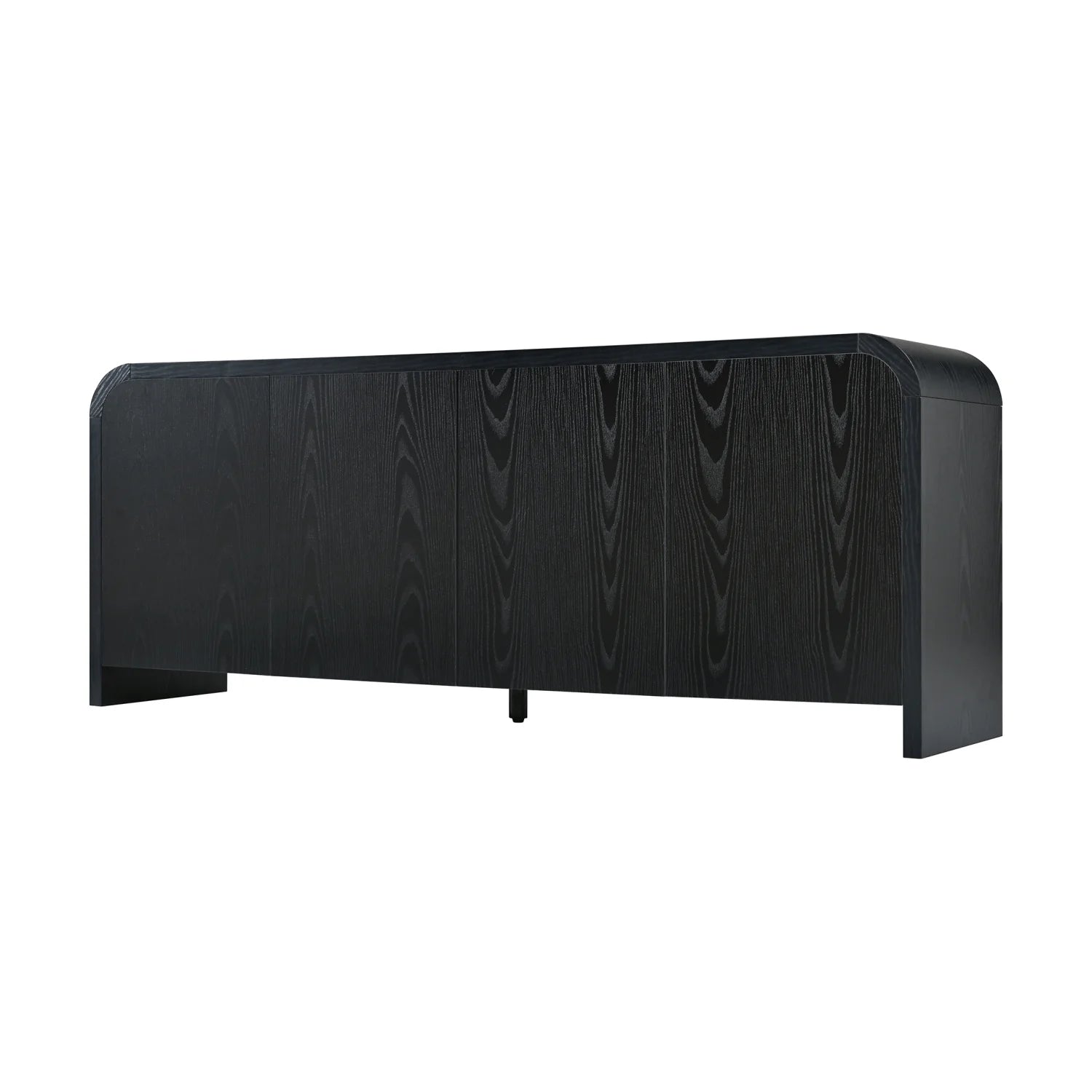 Luxury Curved Black Wood TV Stand Modern Italian Style for Villa