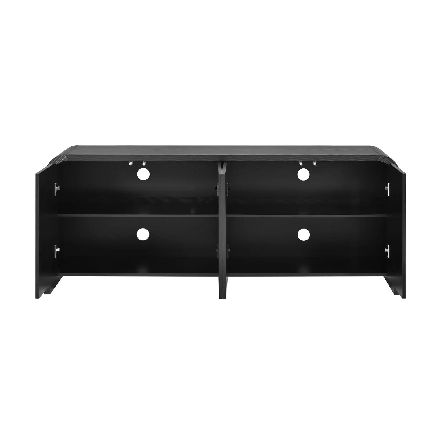 Luxury Curved Black Wood TV Stand Modern Italian Style for Villa