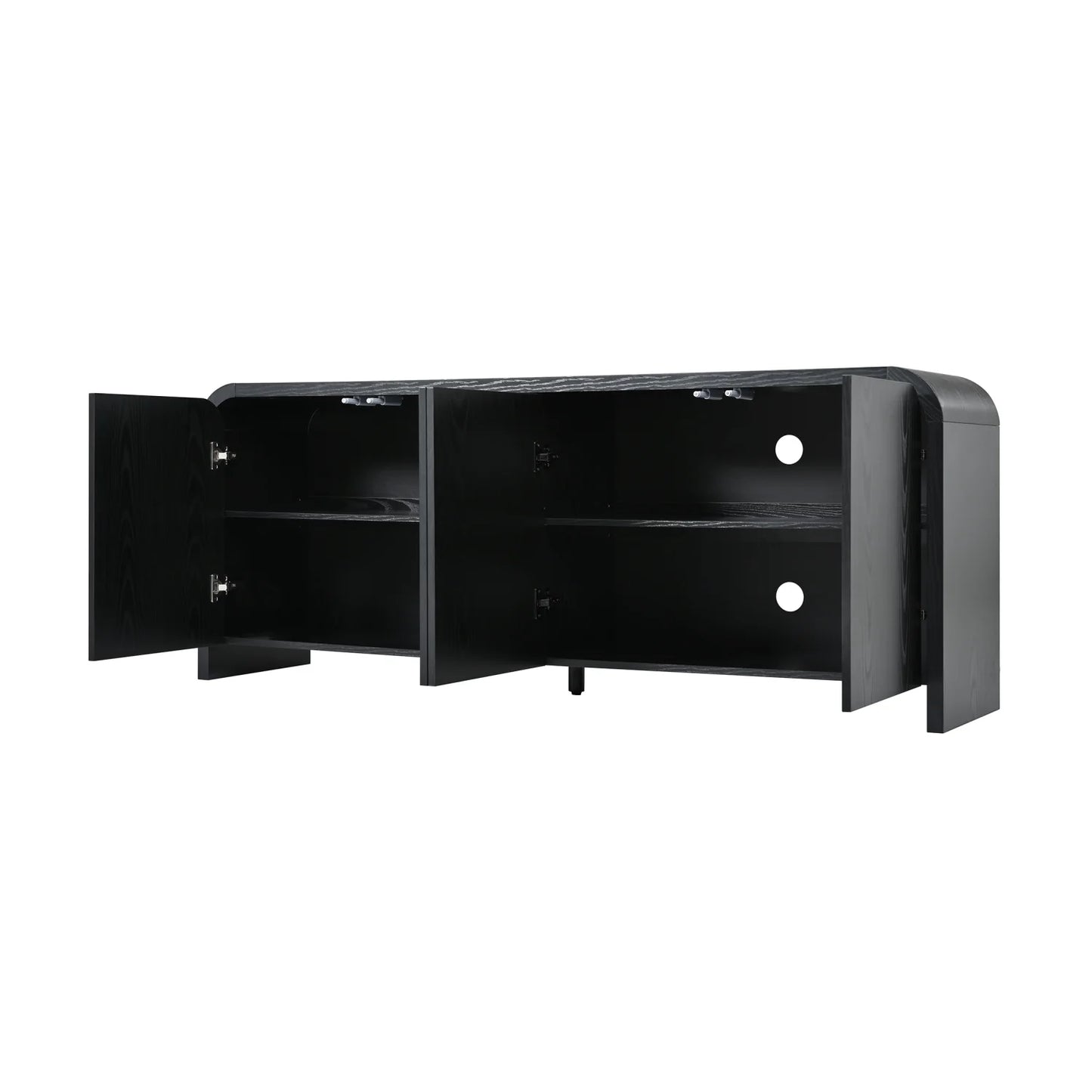 Luxury Curved Black Wood TV Stand Modern Italian Style for Villa