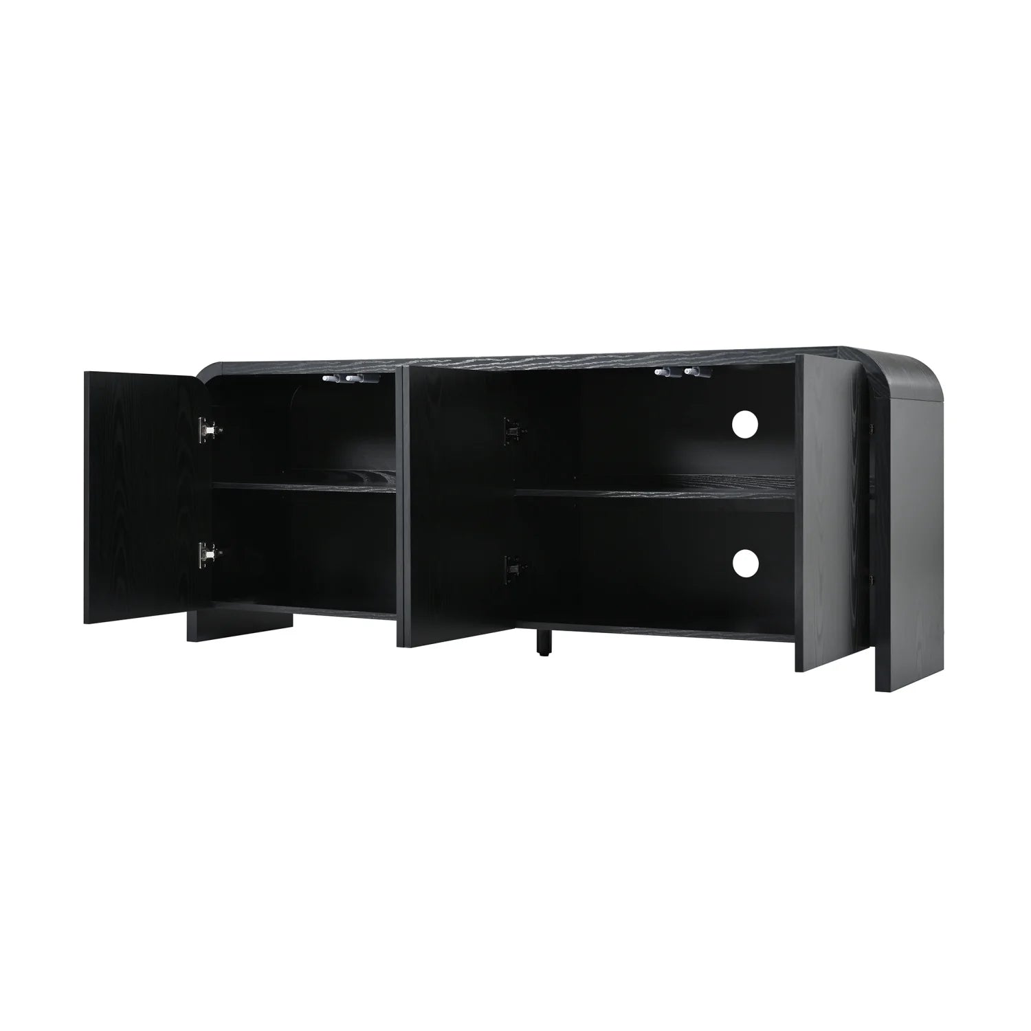 Luxury Curved Black Wood TV Stand Modern Italian Style for Villa