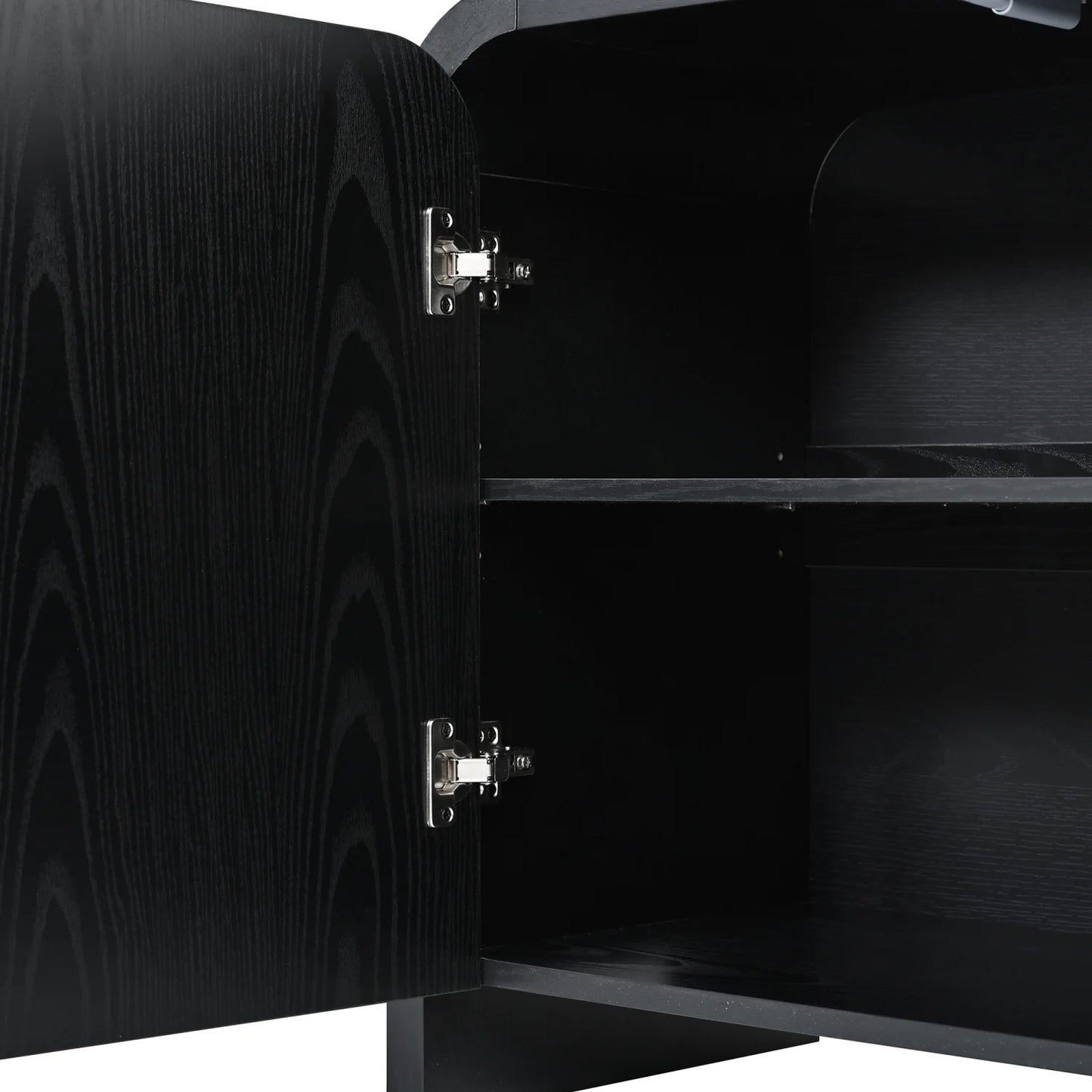 Luxury Curved Black Wood TV Stand Modern Italian Style for Villa
