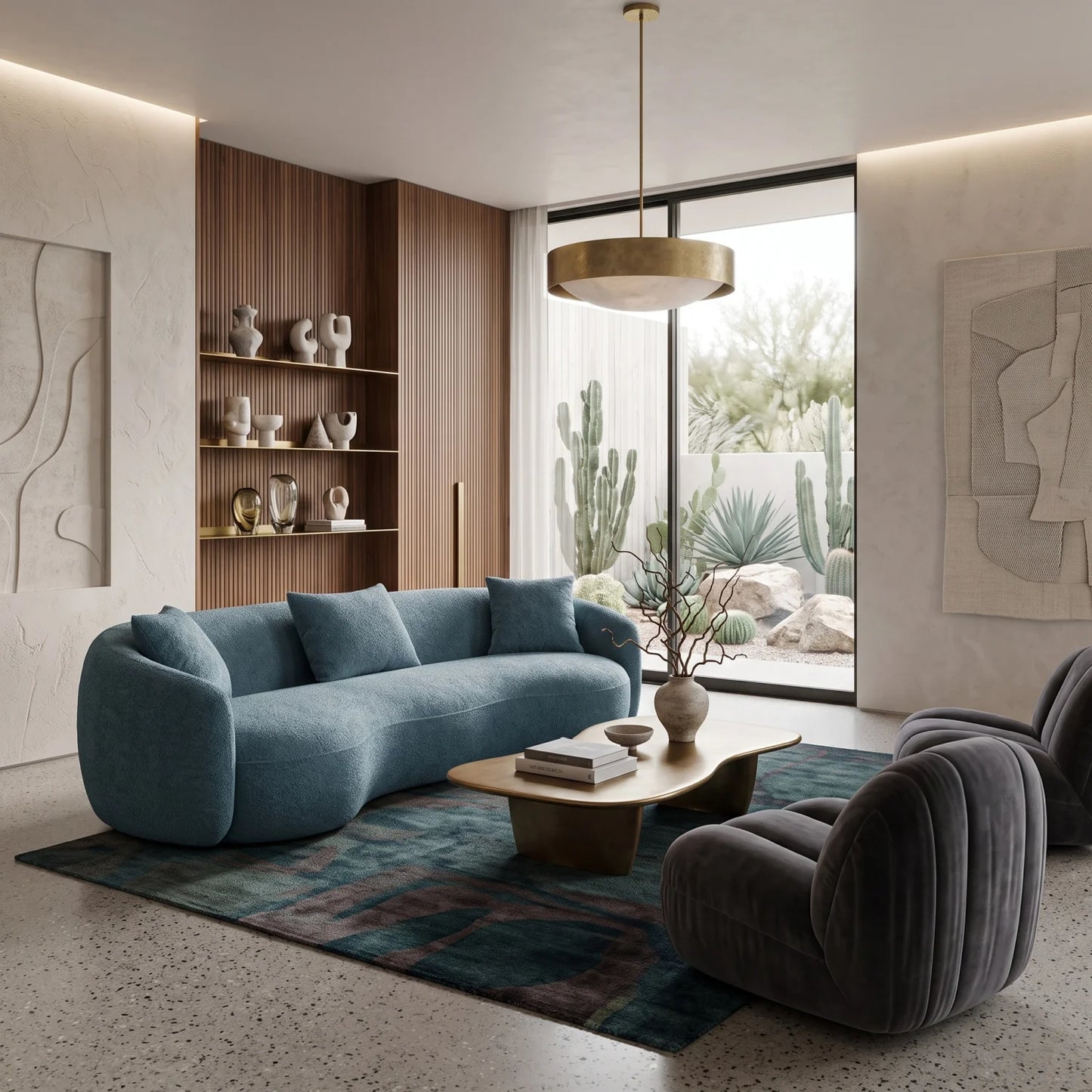 Luxury Curved Boucle Fabric Sofa Modern Italian Style for Villa
