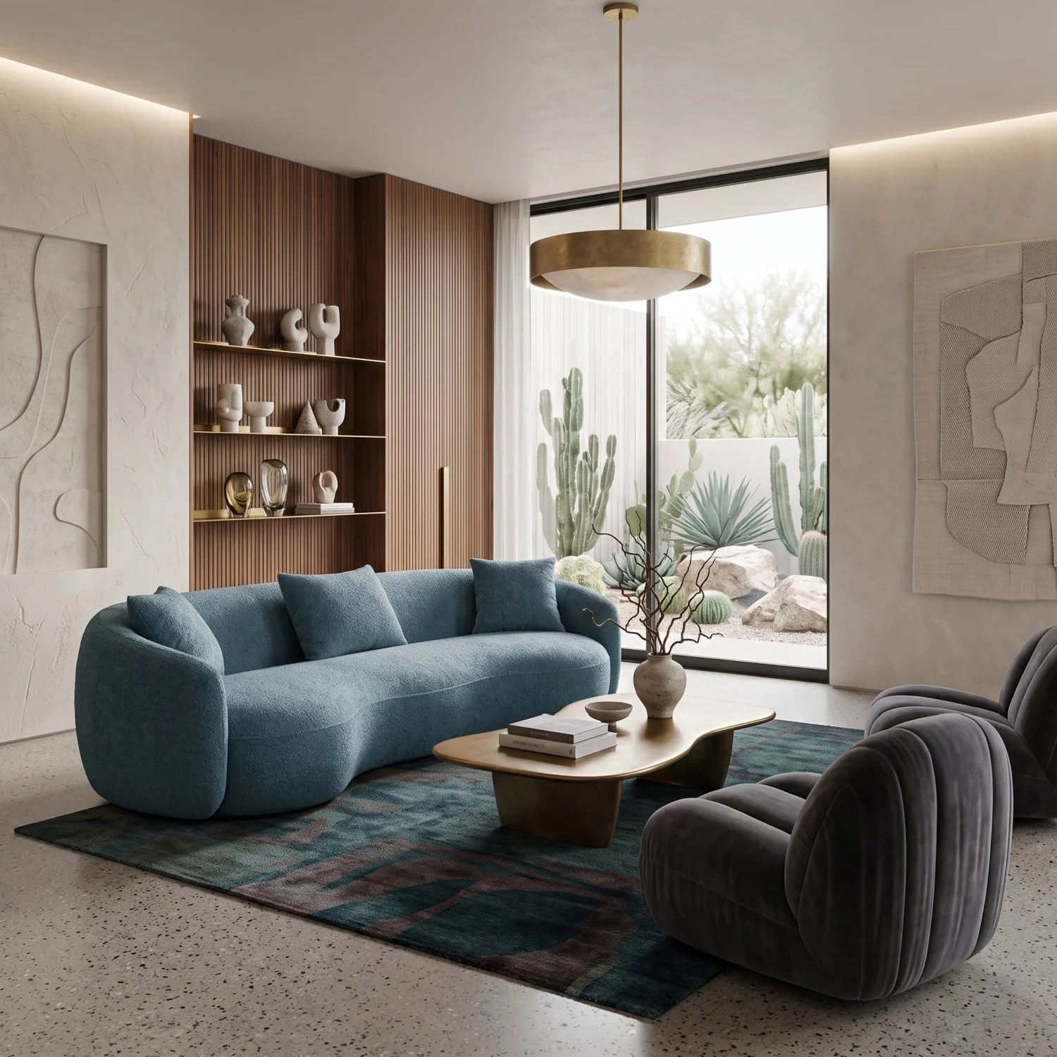 Luxury Curved Boucle Fabric Sofa Modern Italian Style for Villa