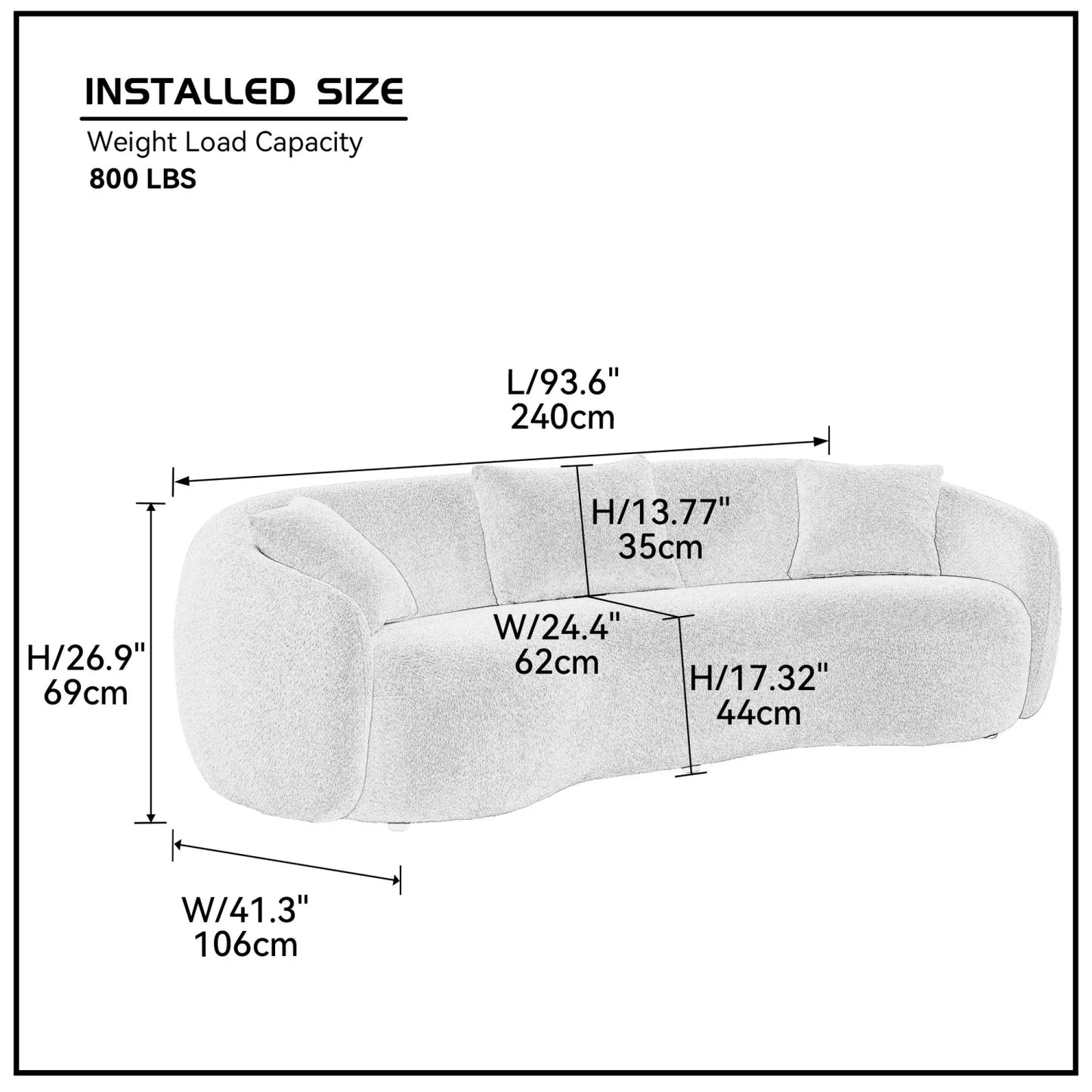 Luxury Curved Boucle Fabric Sofa Modern Italian Style for Villa