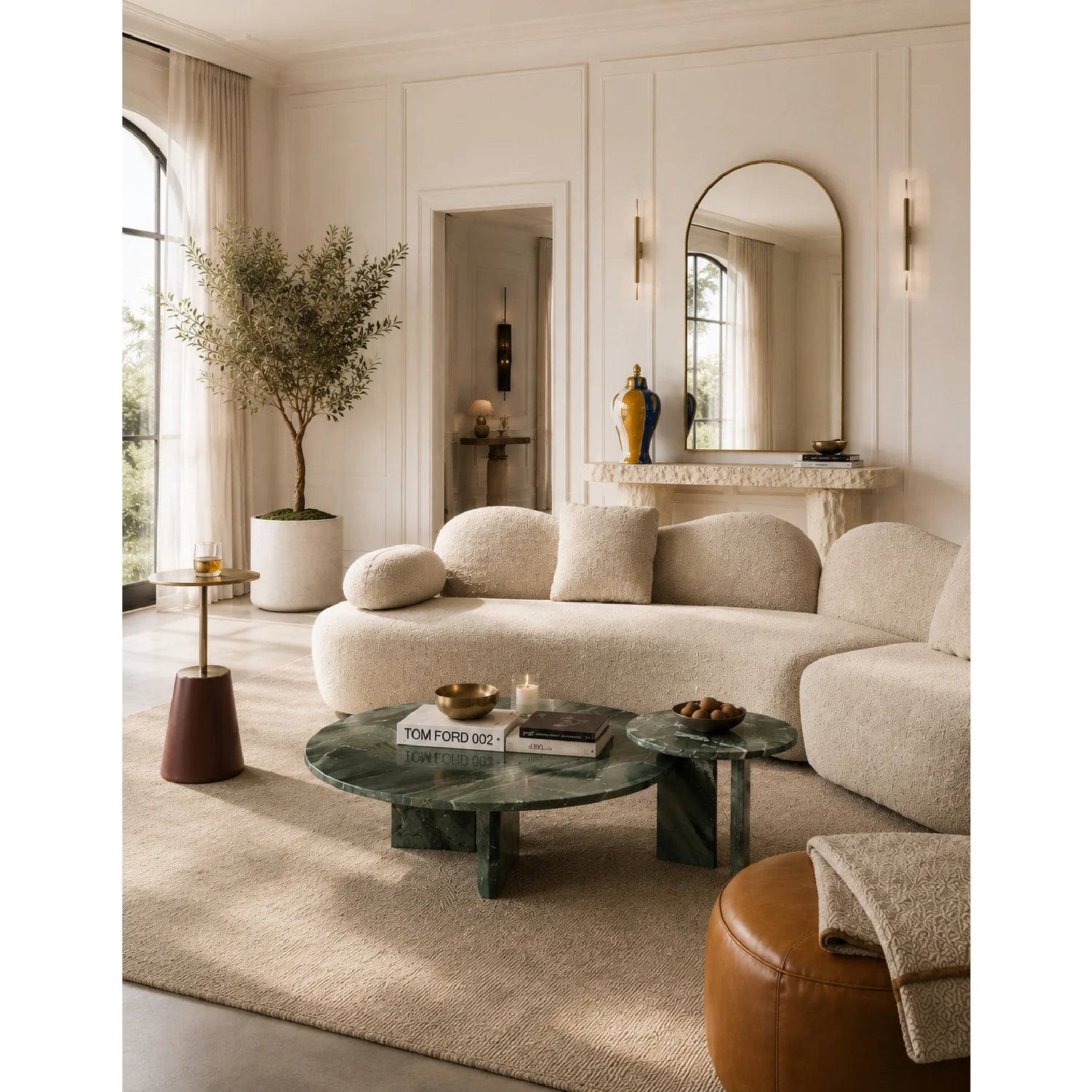 Luxury Curved Boucle Sectional Sofa Modern Italian Style for Villa