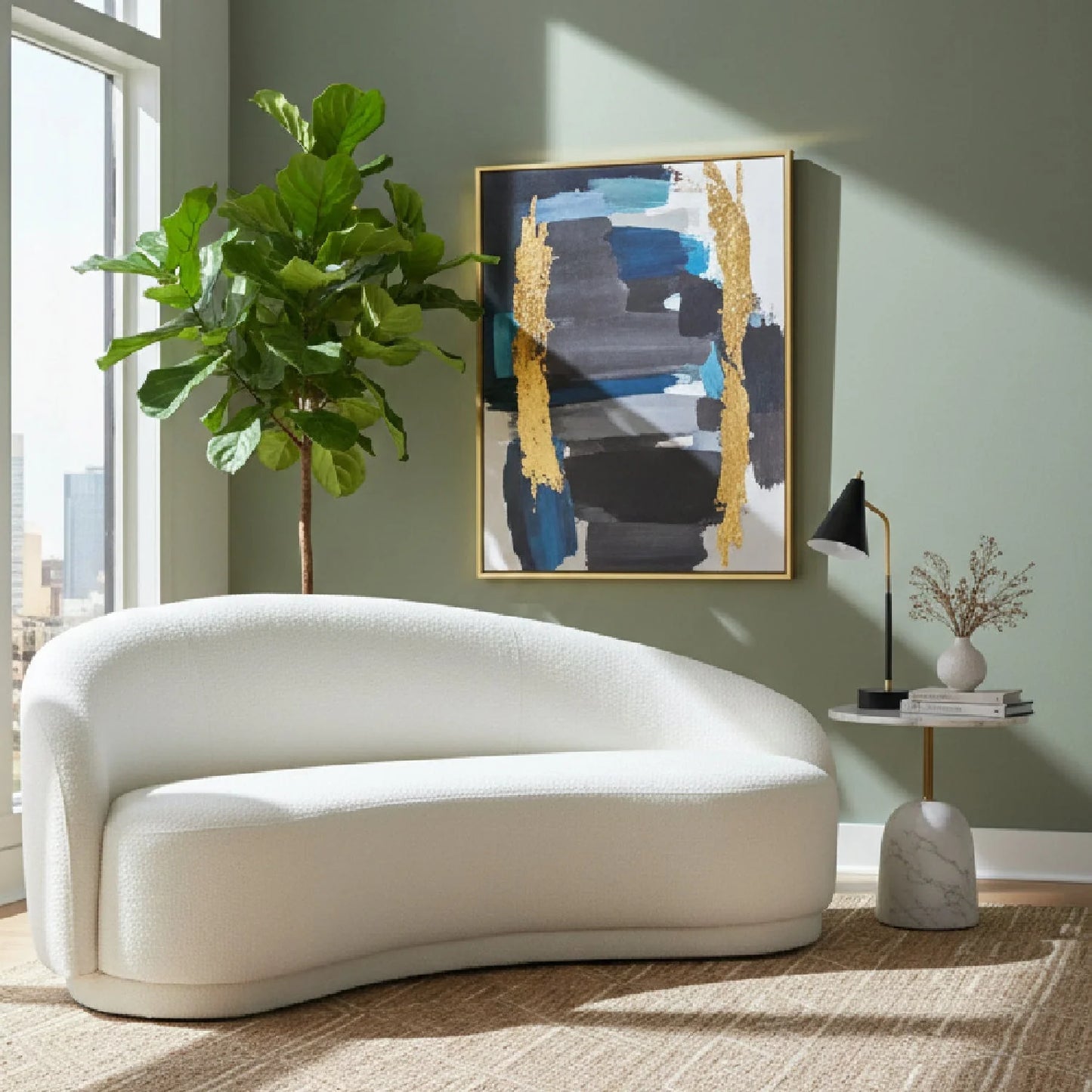 Luxury Curved Bouclé Sofa Modern Italian Style for Villa