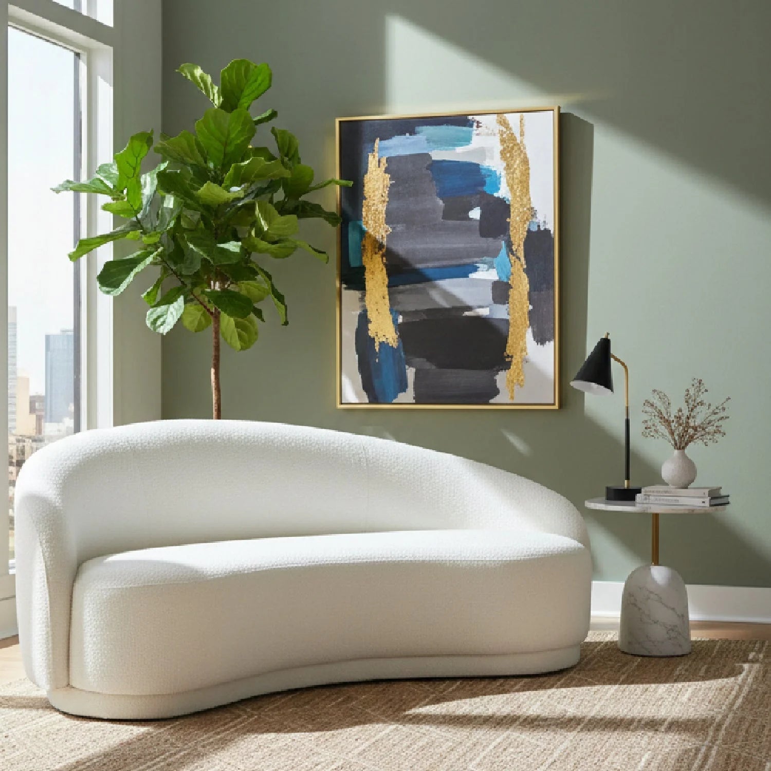 Luxury Curved Bouclé Sofa Modern Italian Style for Villa