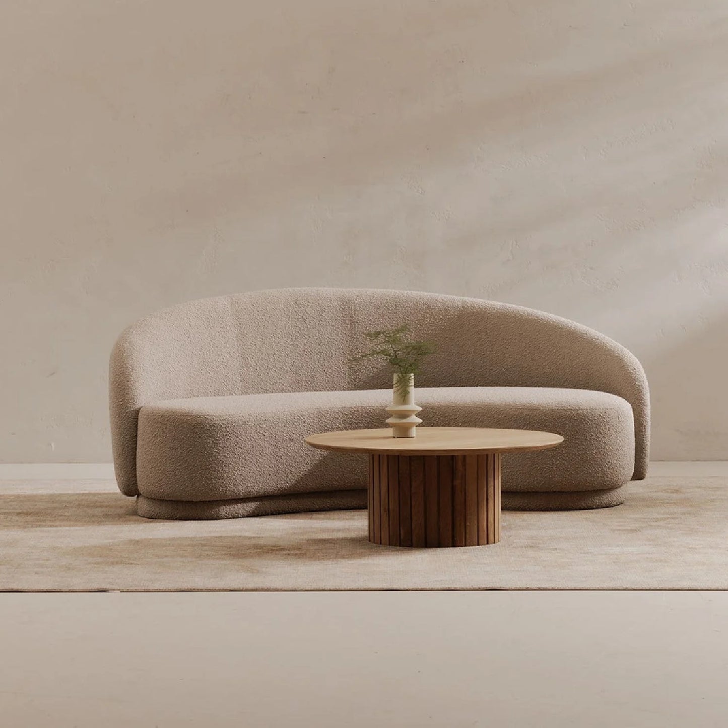 Luxury Curved Bouclé Sofa Modern Italian Style for Villa