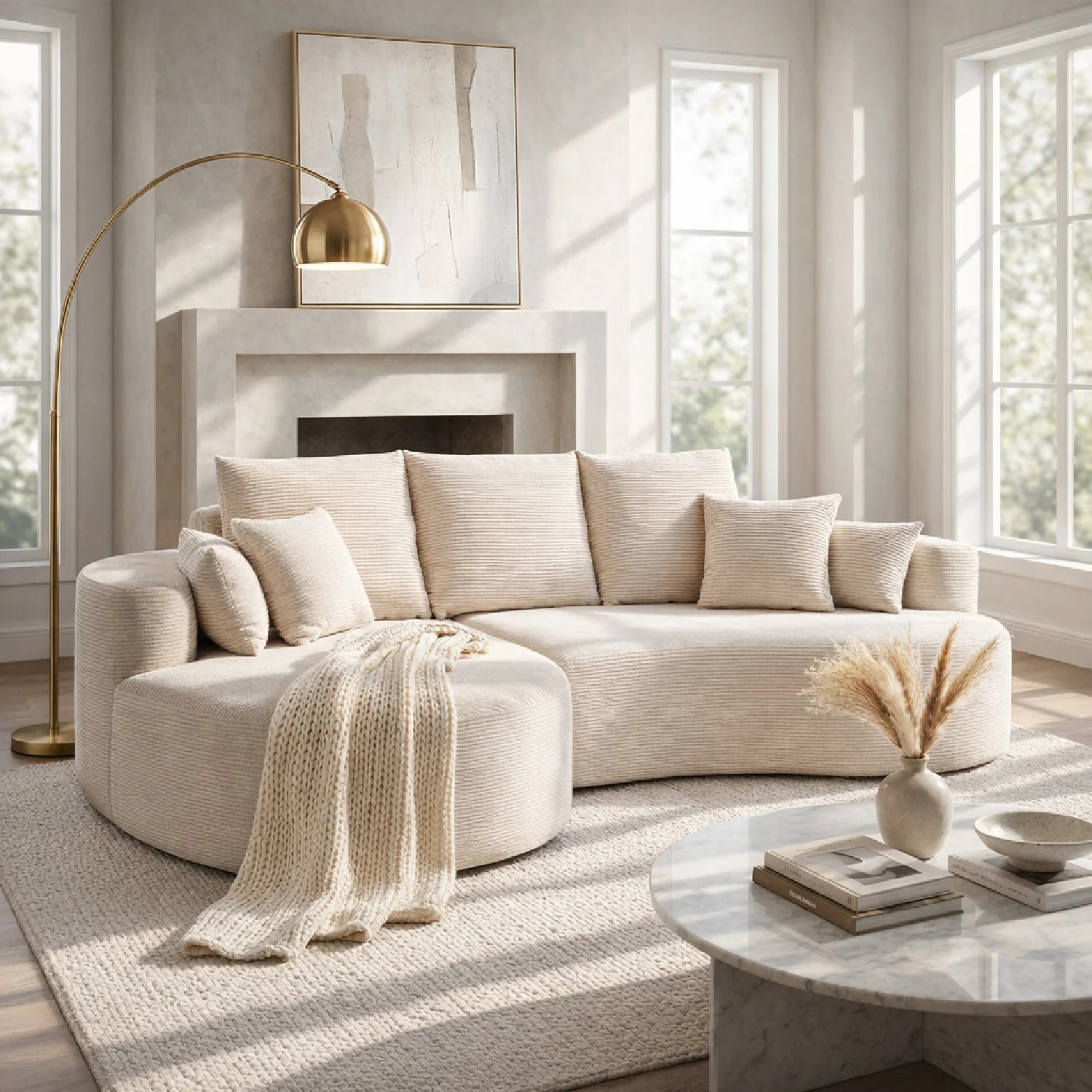 Luxury Curved Cloud Fabric Sectional Sofa Modern Italian Style for Villa