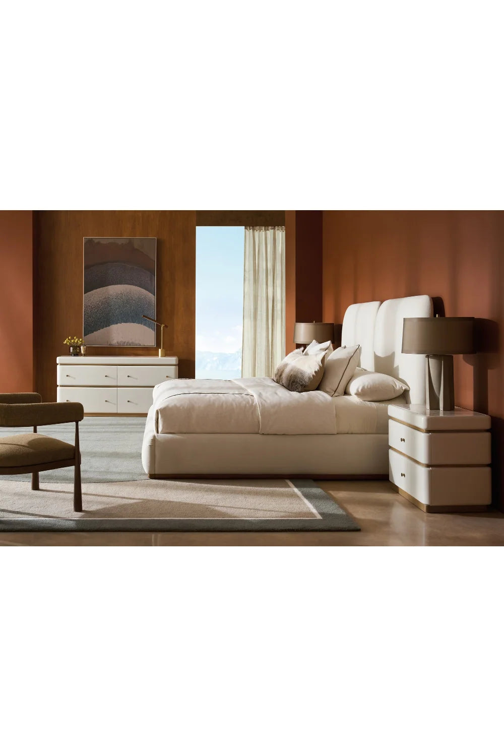 Luxury Curved Club Accent Chair Modern Italian Style for Villa