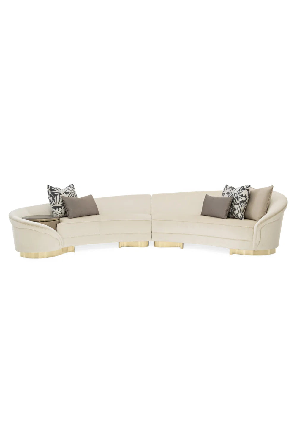 Luxury Curved Cream Velvet Sectional Sofa Modern Italian Style for Villa