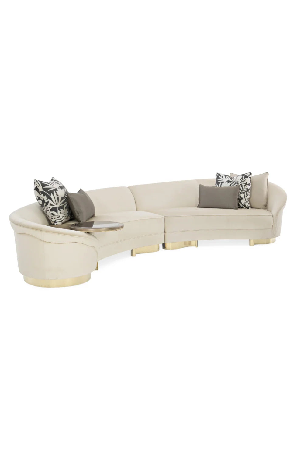 Luxury Curved Cream Velvet Sectional Sofa Modern Italian Style for Villa
