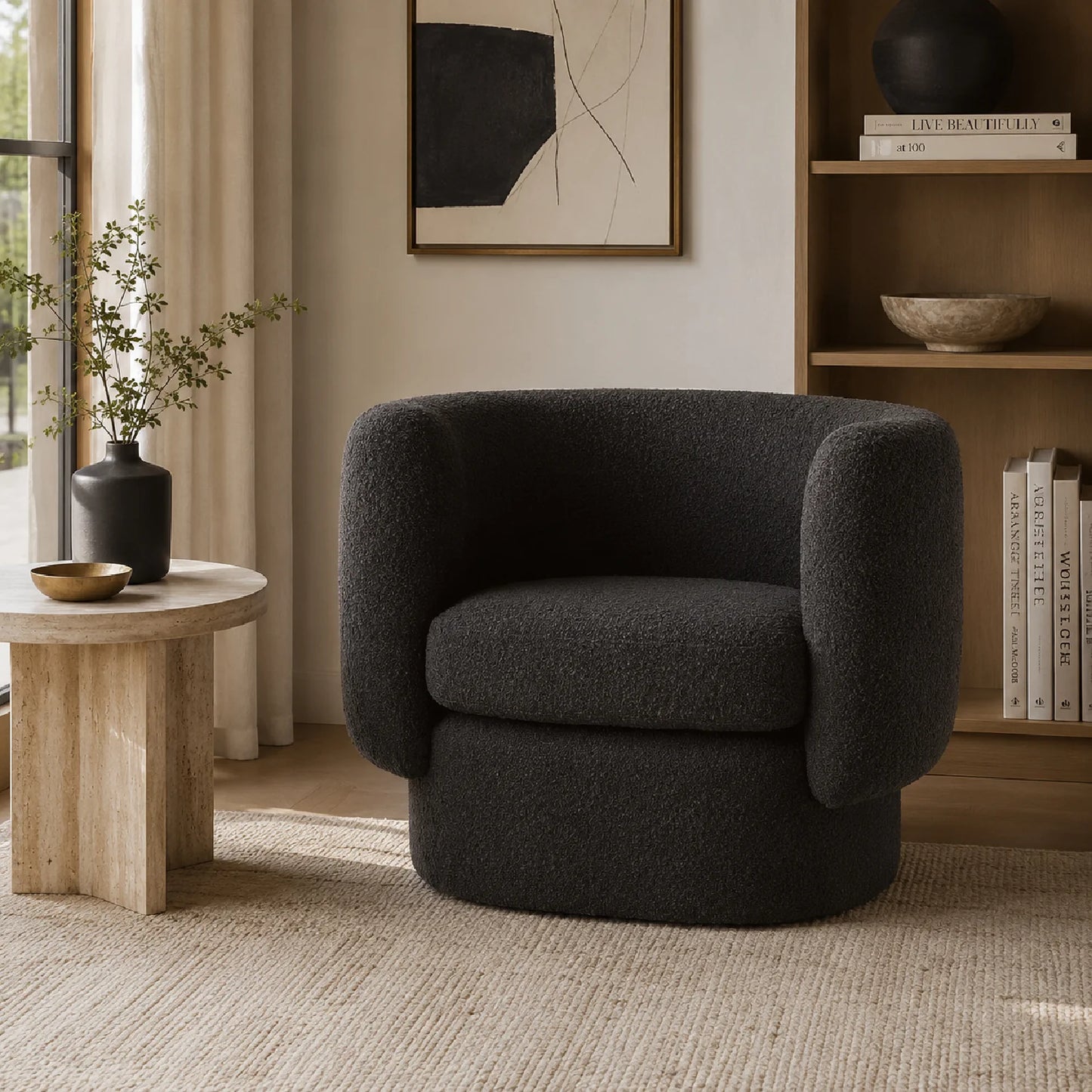 Luxury Curved Fabric Lounge Chair European Style for Villa
