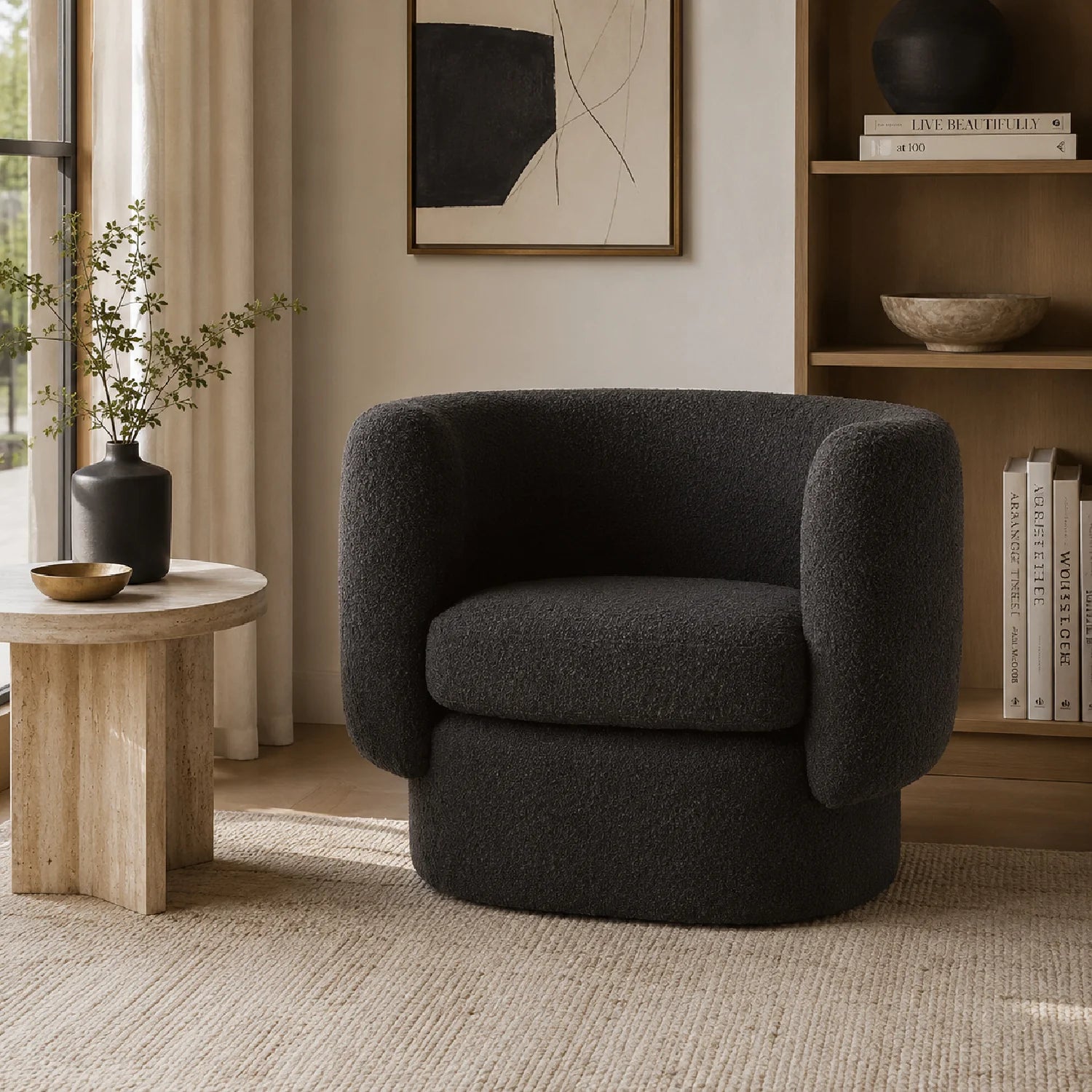 Luxury Curved Fabric Lounge Chair European Style for Villa