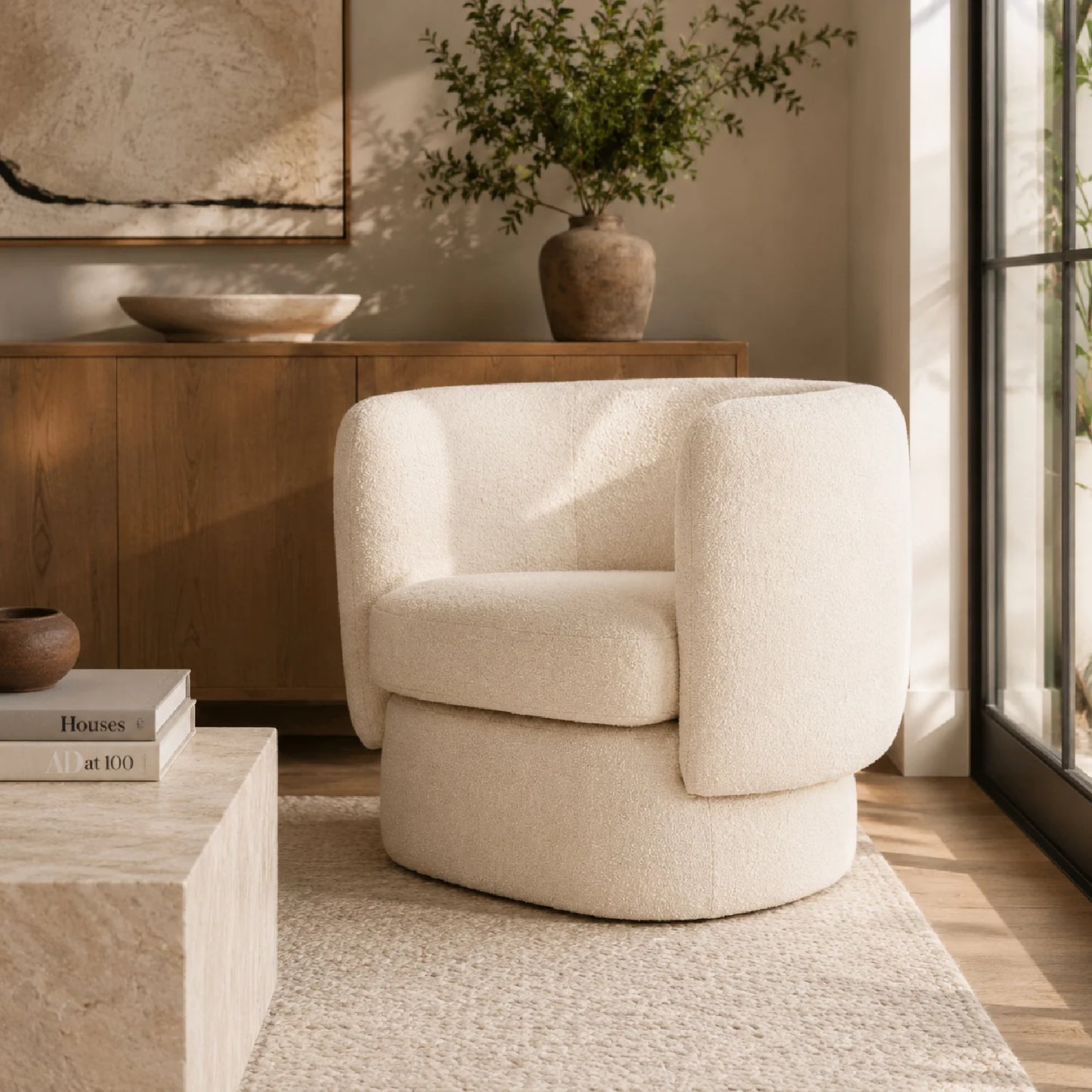 Luxury Curved Fabric Lounge Chair European Style for Villa