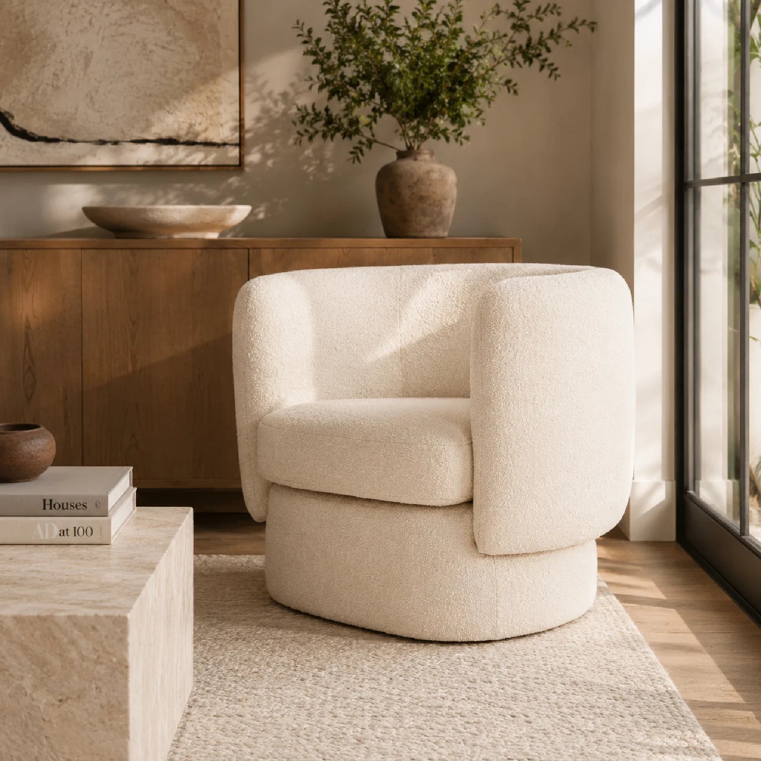 Luxury Curved Fabric Lounge Chair European Style for Villa
