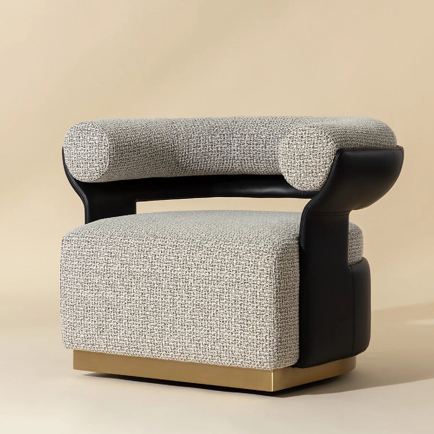 Luxury Curved Fabric Swivel Lounge Chair Modern Italian Style for Villa