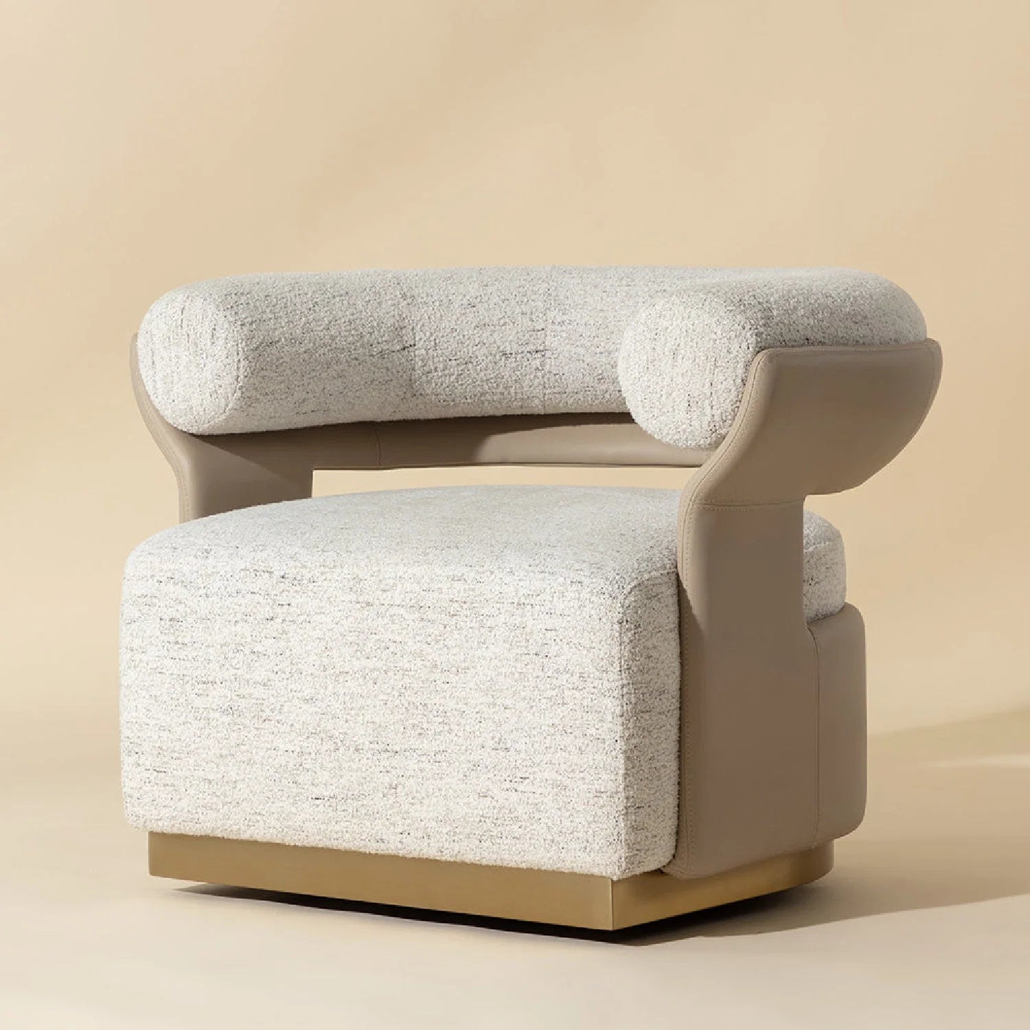 Luxury Curved Fabric Swivel Lounge Chair Modern Italian Style for Villa