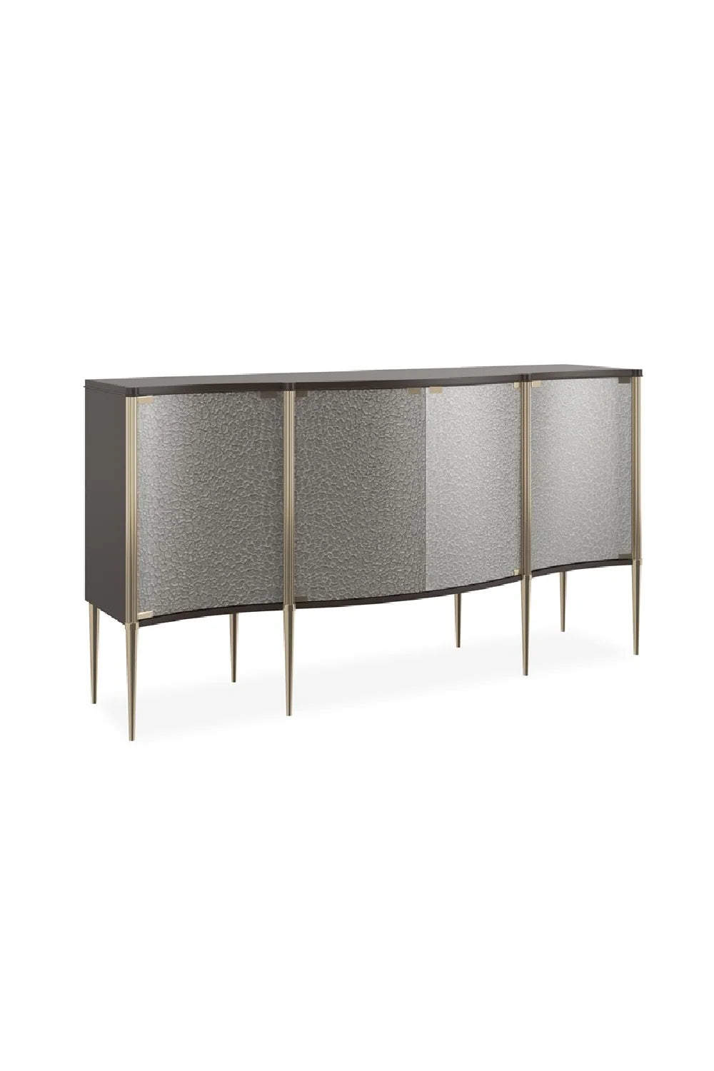 Luxury Curved Glass 4-Door Sideboard European Style for Villa