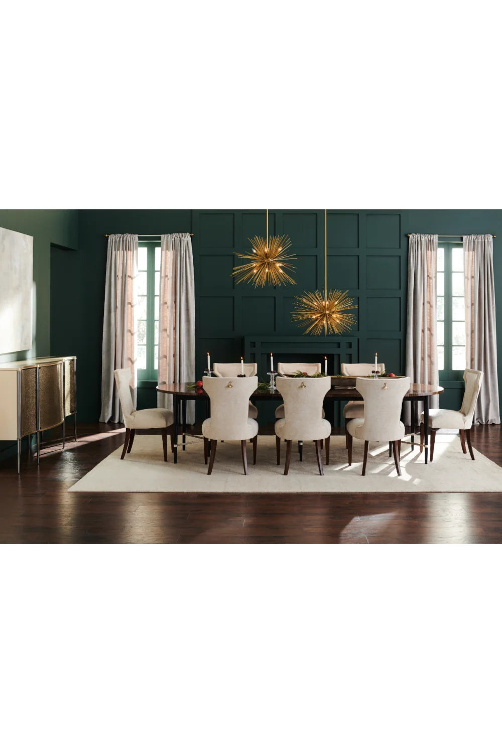 Luxury Curved Glass 4-Door Sideboard European Style for Villa