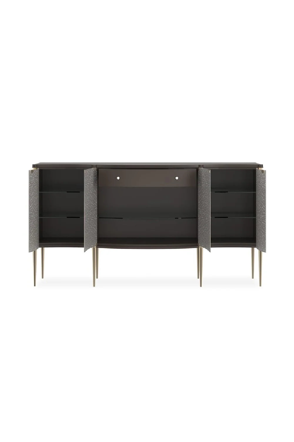Luxury Curved Glass 4-Door Sideboard European Style for Villa