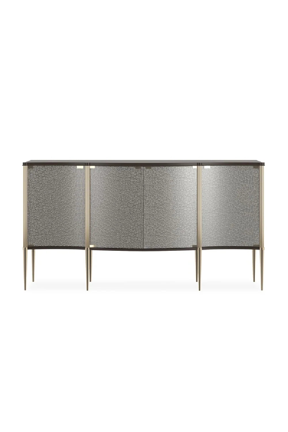 Luxury Curved Glass 4-Door Sideboard European Style for Villa