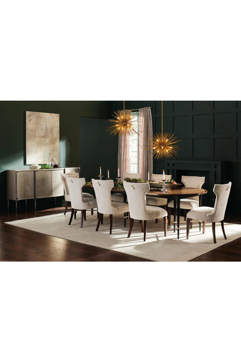 Luxury Curved Glass 4-Door Sideboard European Style for Villa