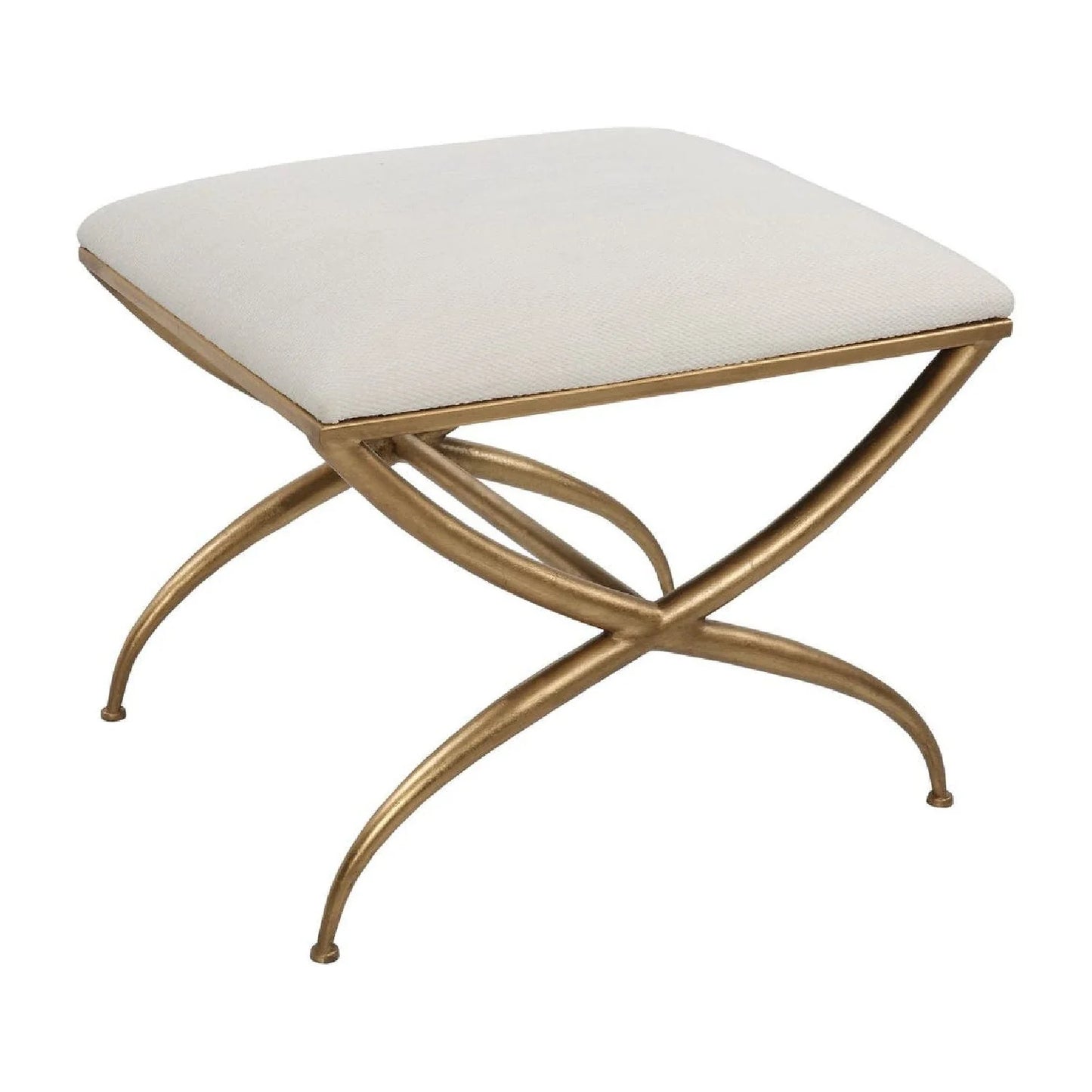 Luxury Curved Gold Framed Fabric Bench European Style for Villa