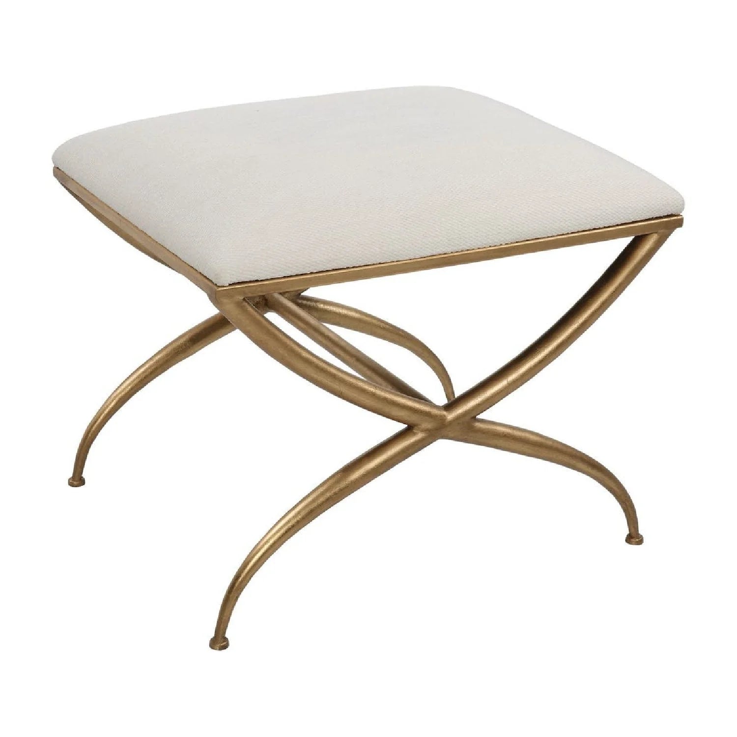 Luxury Curved Gold Framed Fabric Bench European Style for Villa