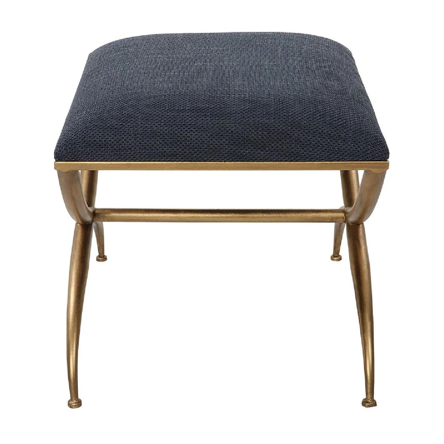 Luxury Curved Gold Framed Fabric Bench European Style for Villa