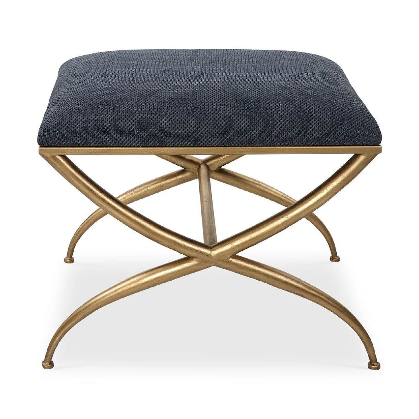 Luxury Curved Gold Framed Fabric Bench European Style for Villa