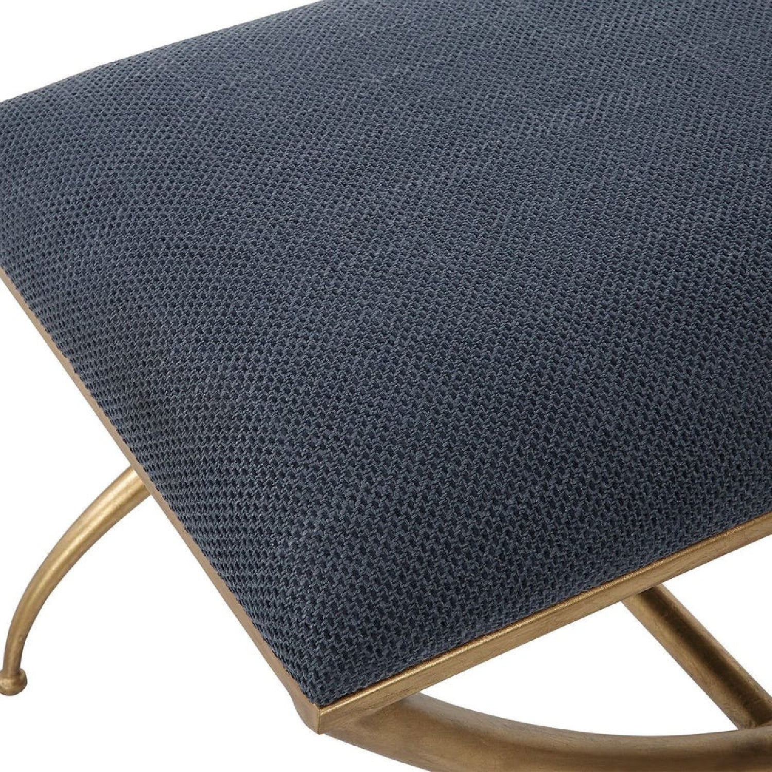 Luxury Curved Gold Framed Fabric Bench European Style for Villa