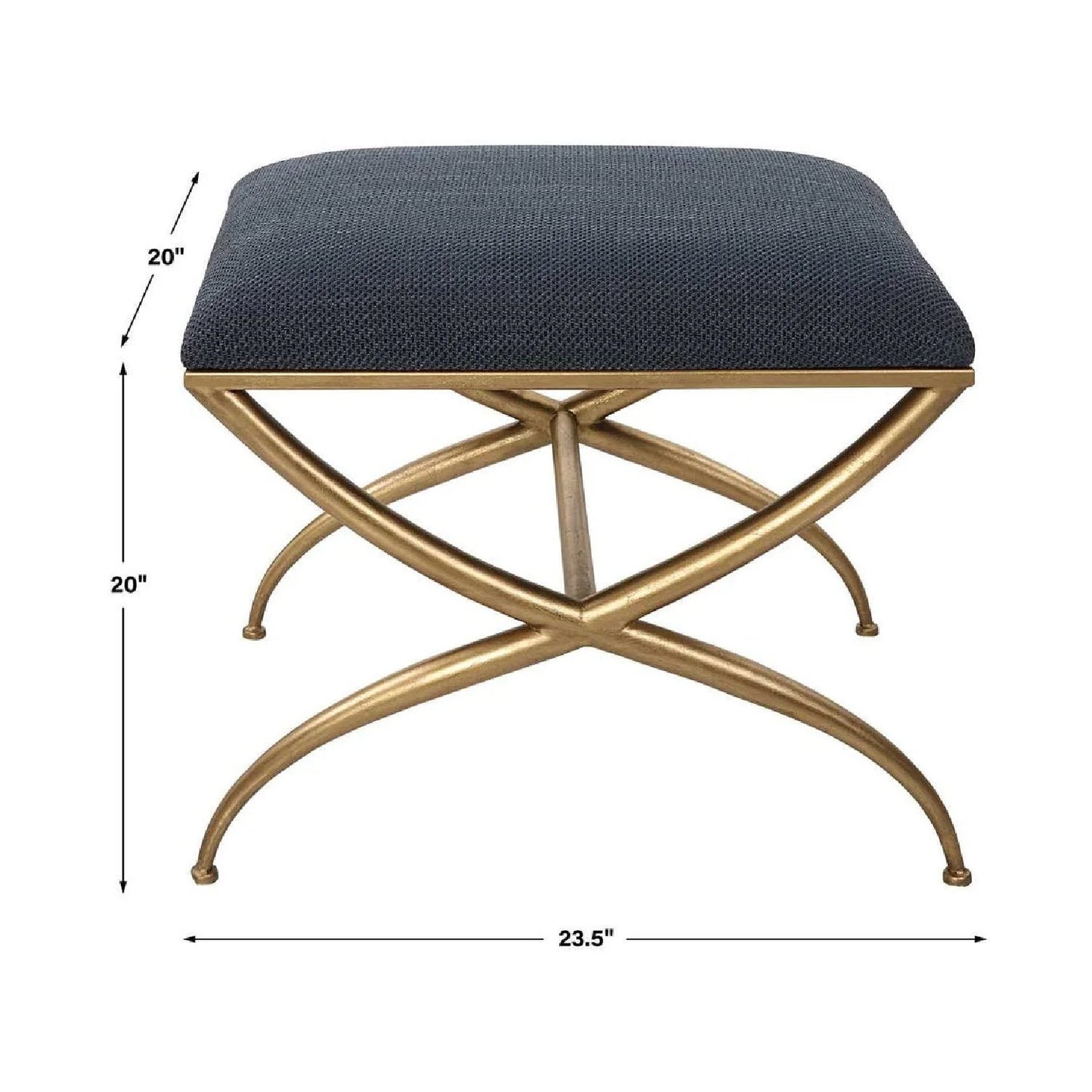 Luxury Curved Gold Framed Fabric Bench European Style for Villa