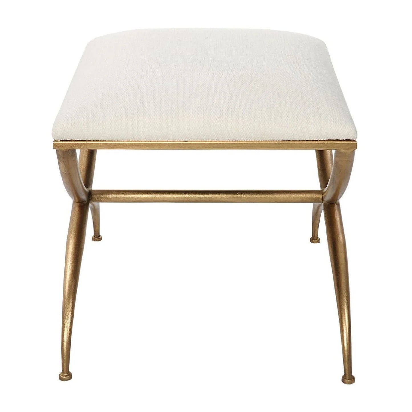 Luxury Curved Gold Framed Fabric Bench European Style for Villa