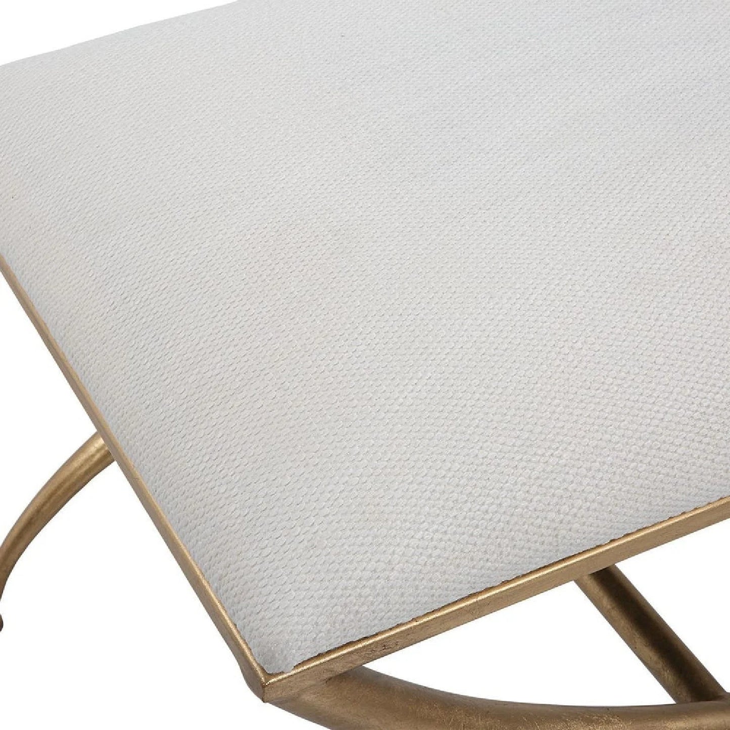 Luxury Curved Gold Framed Fabric Bench European Style for Villa