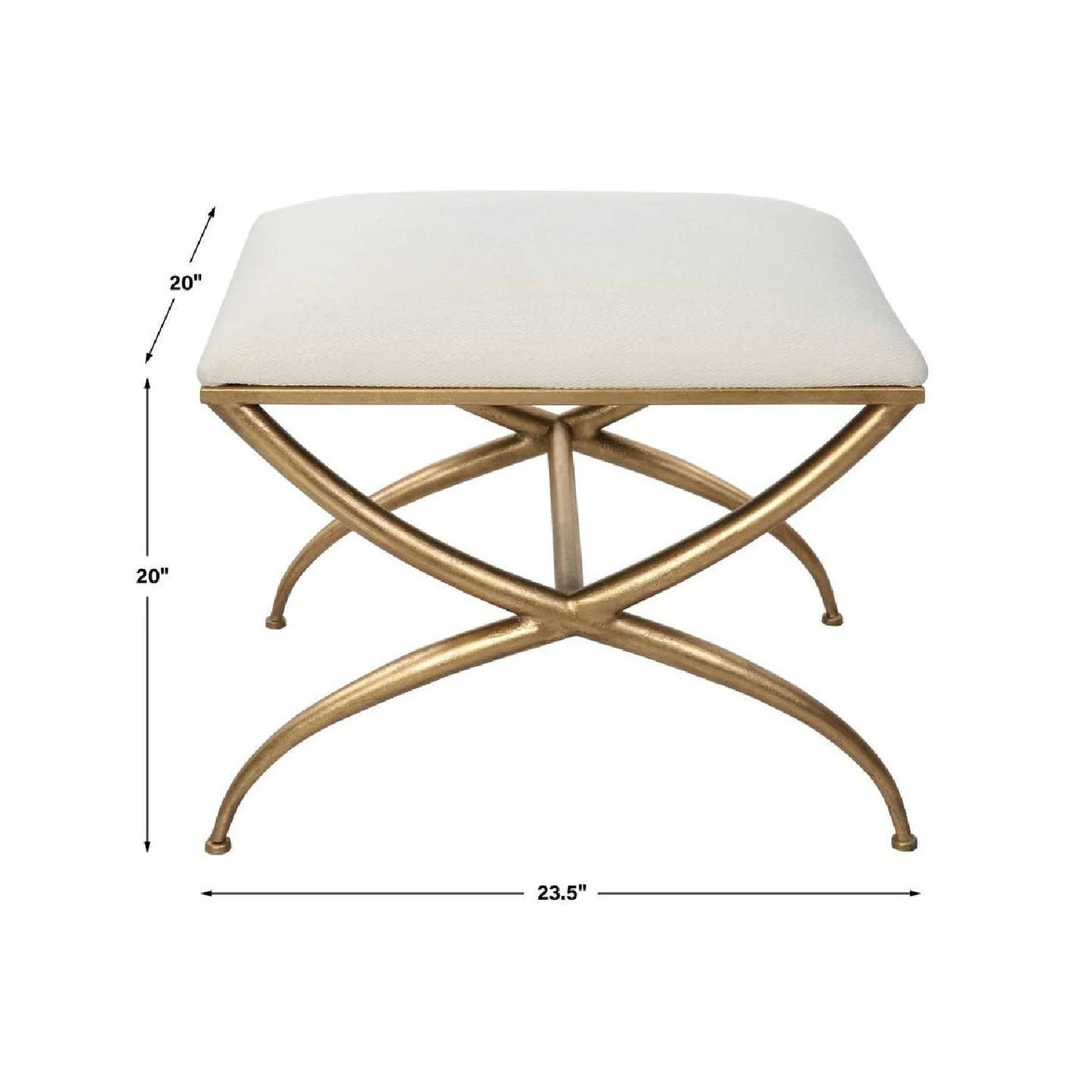 Luxury Curved Gold Framed Fabric Bench European Style for Villa