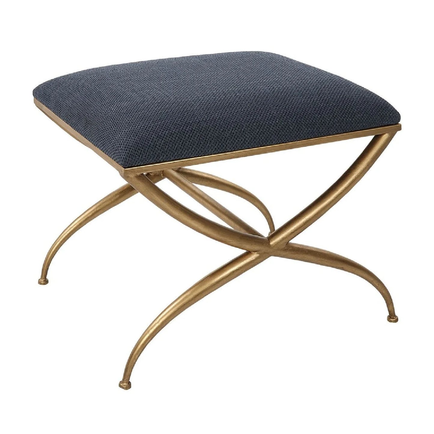 Luxury Curved Gold Framed Fabric Bench European Style for Villa