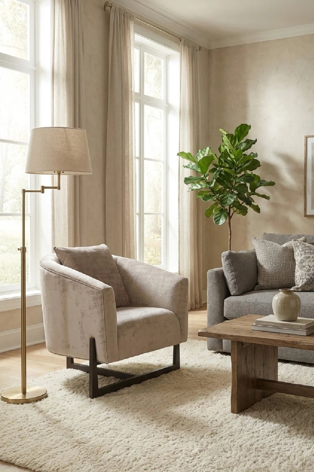 Luxury Curved Gray Accent Lounge Chair Modern Italian Style for Villa